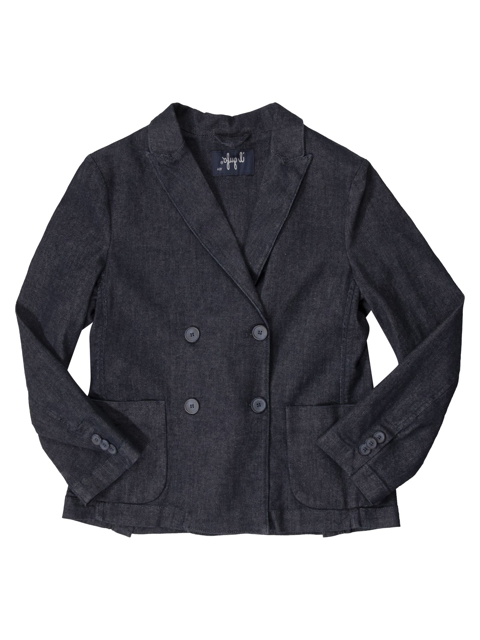 Shop Il Gufo Denim Double-breasted Jacket In Blue