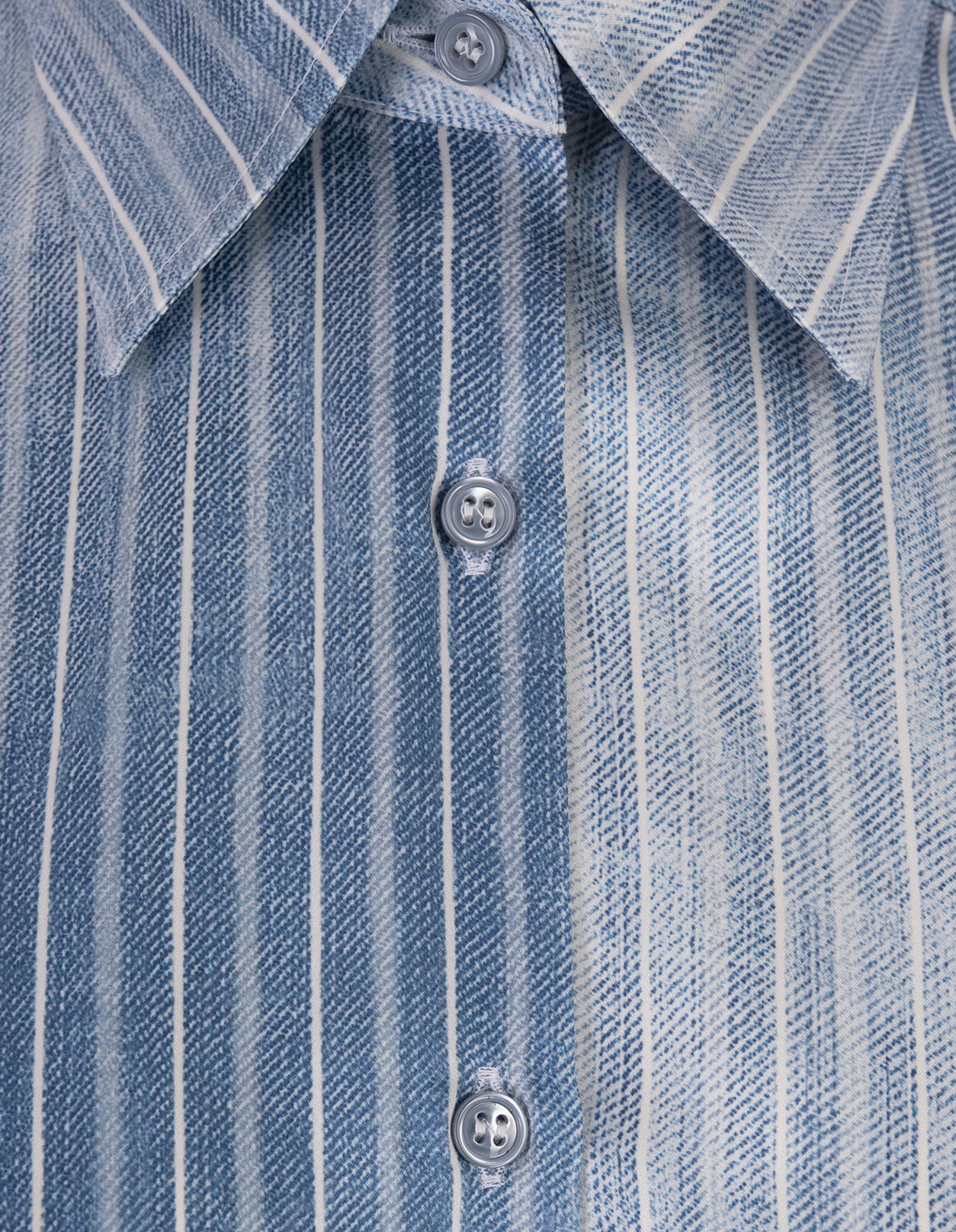 Shop Ermanno Scervino Jeans Printed Pinstripe Satin Shirt In Blue