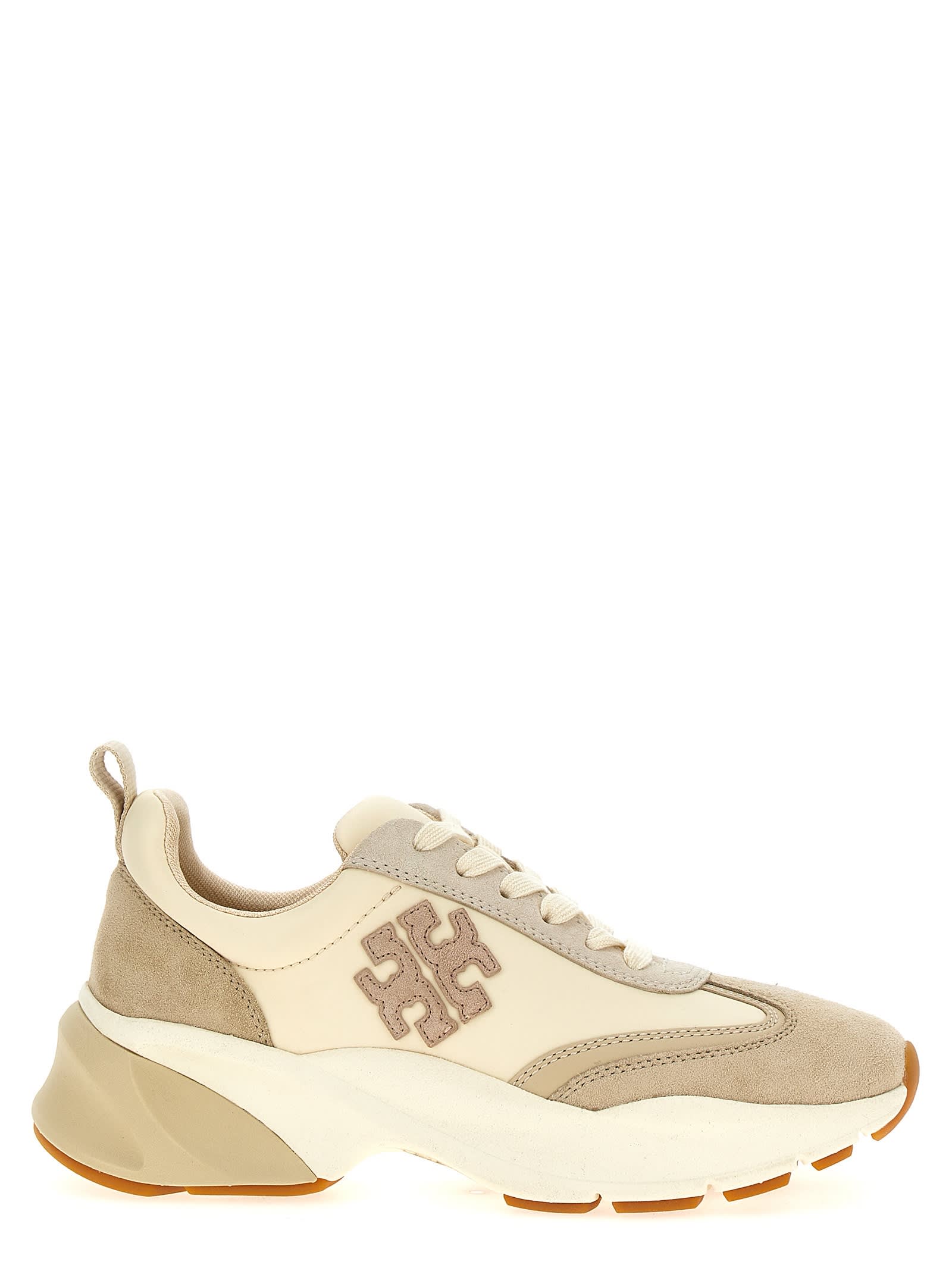 Tory Burch Good Luck Sneakers Beige In Gold