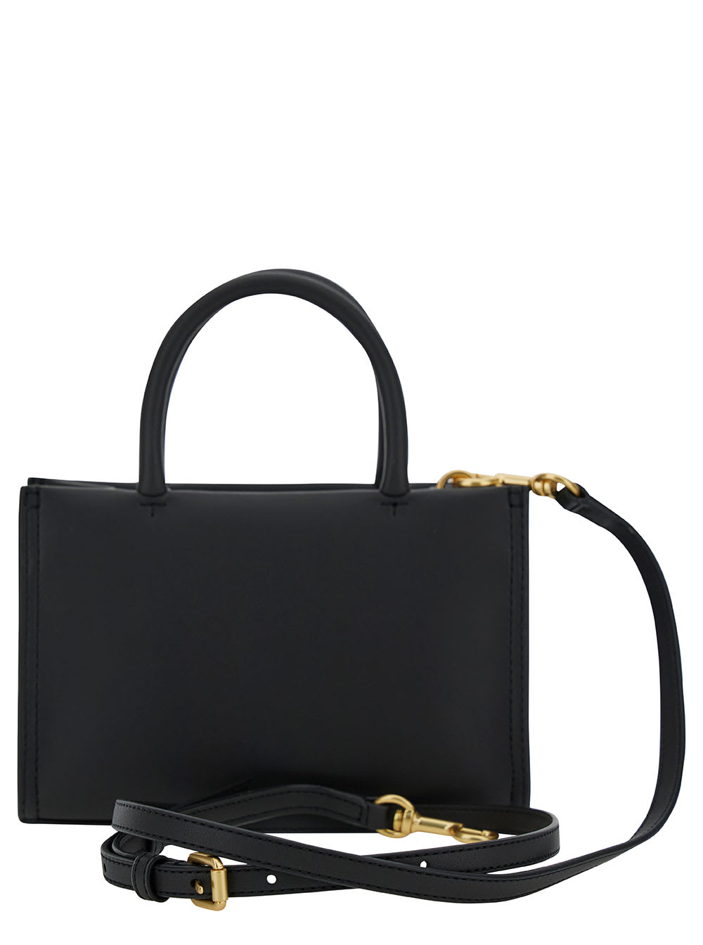 Shop Tory Burch Mini Ella Black Tote Bag With Embossed Logo In Eco-leather Woman