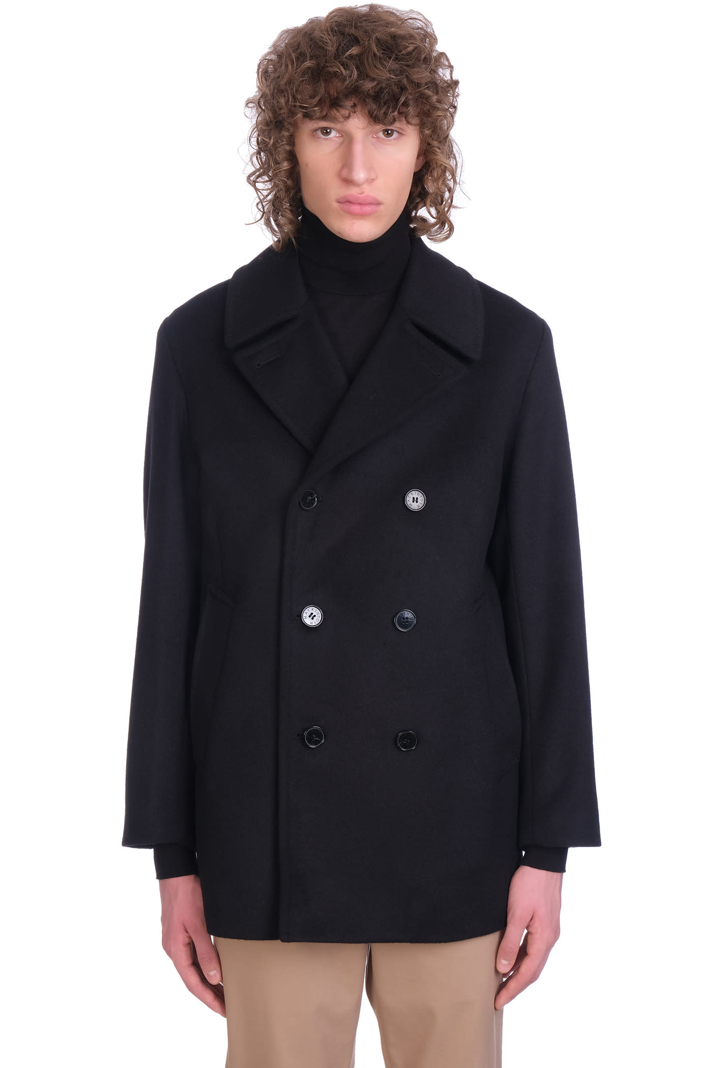 Mackintosh Dalton Coat In Black Wool