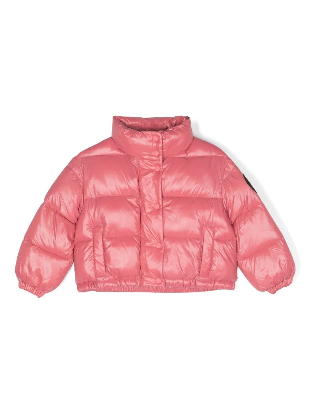 Save The Duck Logo-patch Padded-design Jacket In Pink