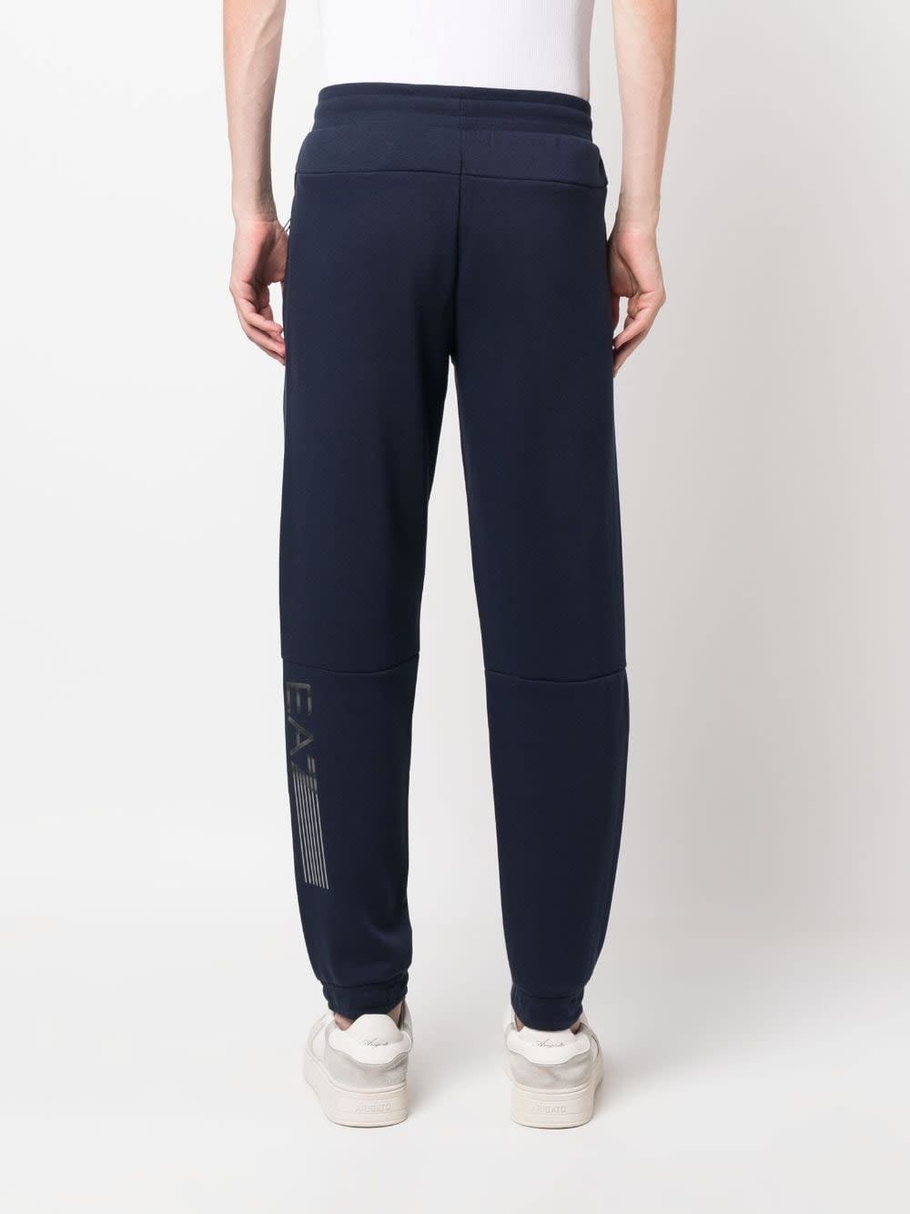Ea7 Logo Cotton Blend Sweatpants In Blue