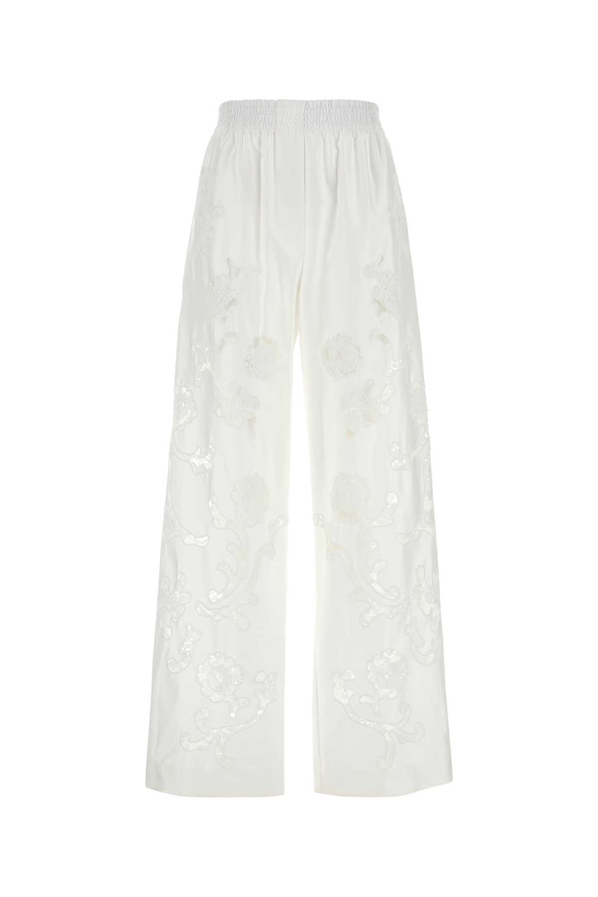 White Poplin Wide-leg Pant