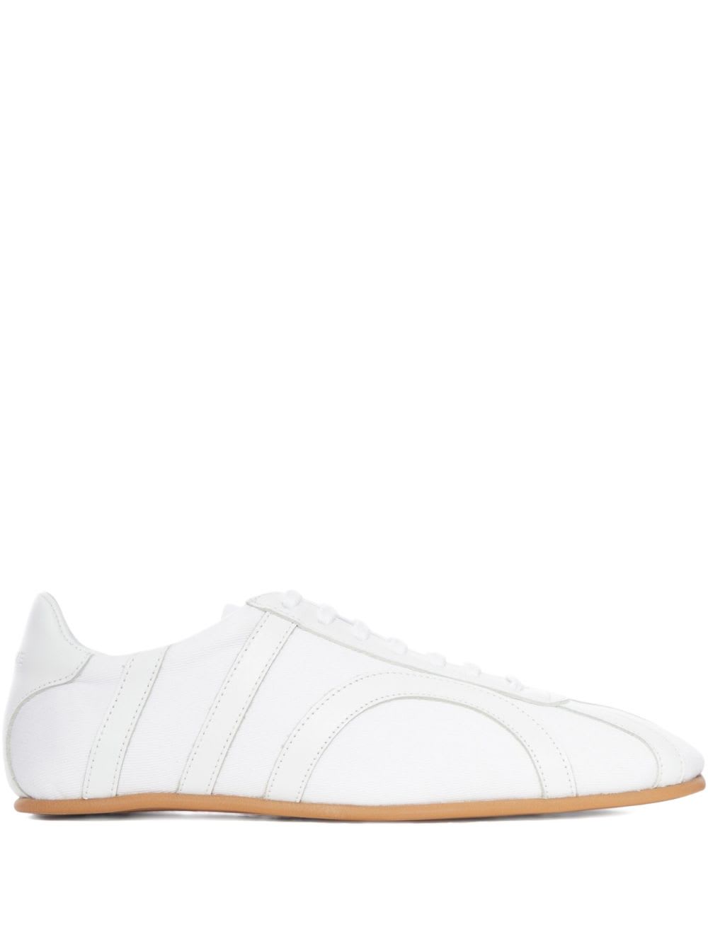 Totême Canvas Low-top Sneakers With Leather Profiles In White