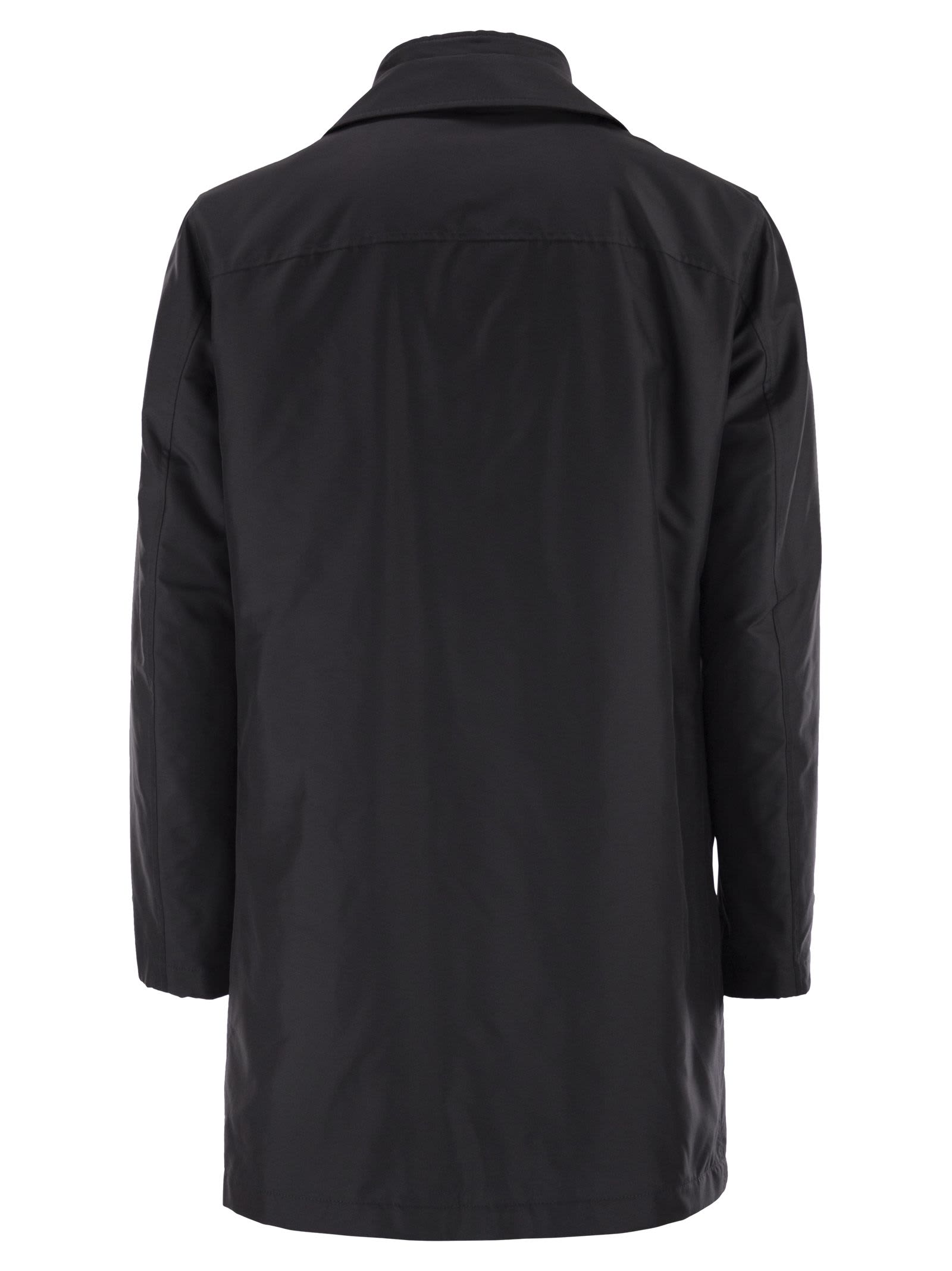 Fay Men Morning Coat In Technical Poplin In Black