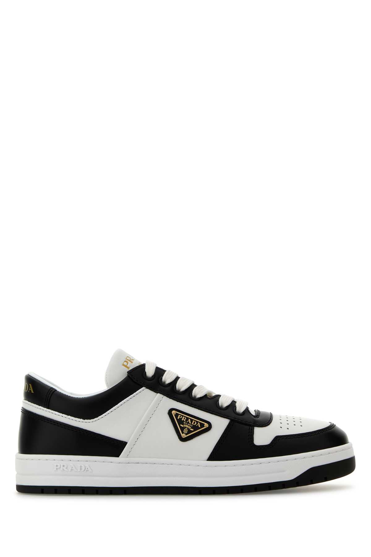 Prada Two-tone Leather Downtown Sneakers In Multi