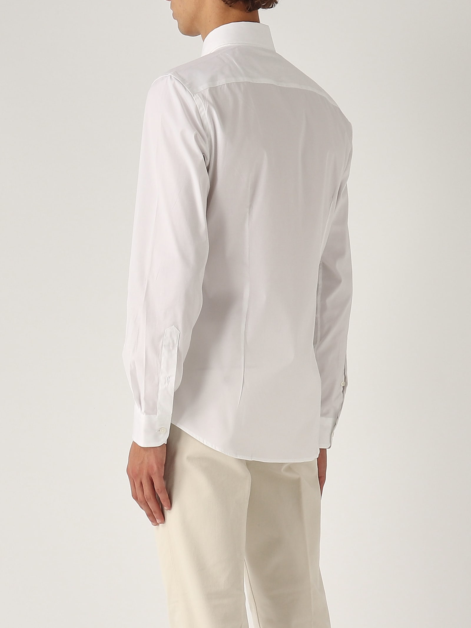 Shop Fay Camicia Button Down Stretch Shirt In Bianco