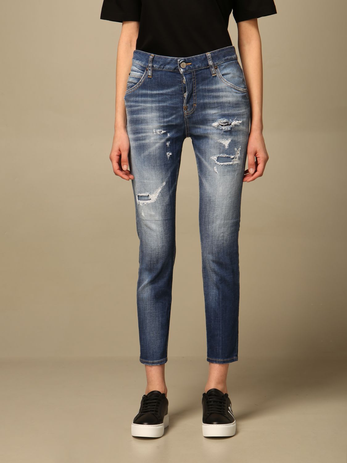 Dsquared2 Jeans Cool Girl Dsquared2 Jeans In Used Denim With Tearsp