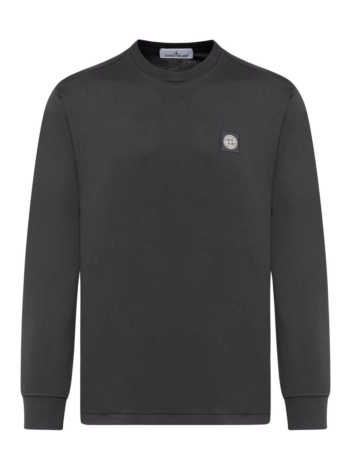 Shop Stone Island Logo Patch Long Sleeved T-shirt T-shirt In Black