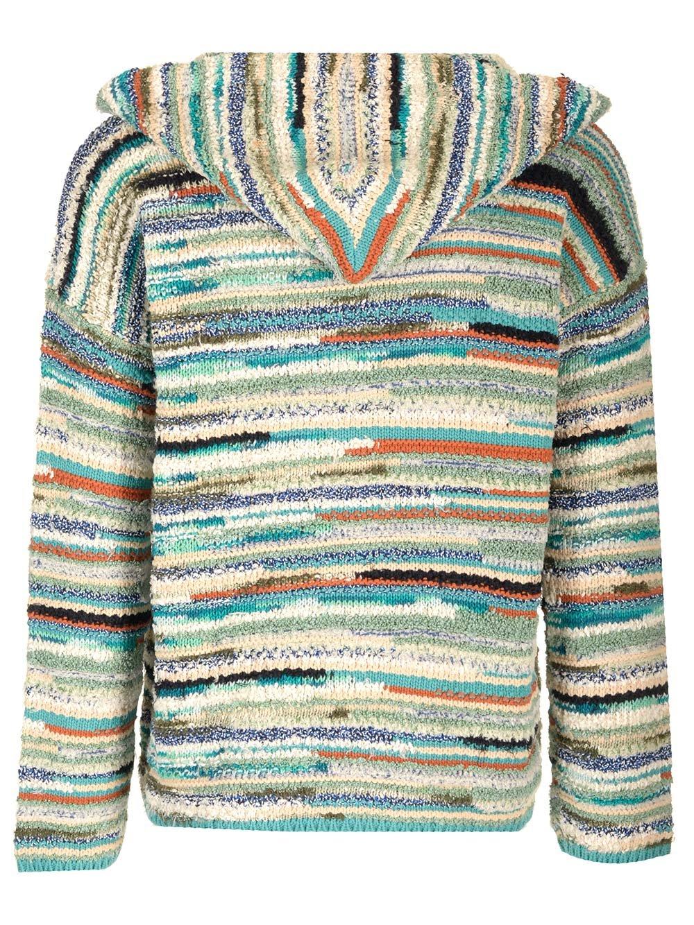 Shop Alanui Madura I Chunky-knit Frayed Brim Hoodie In Multicolor