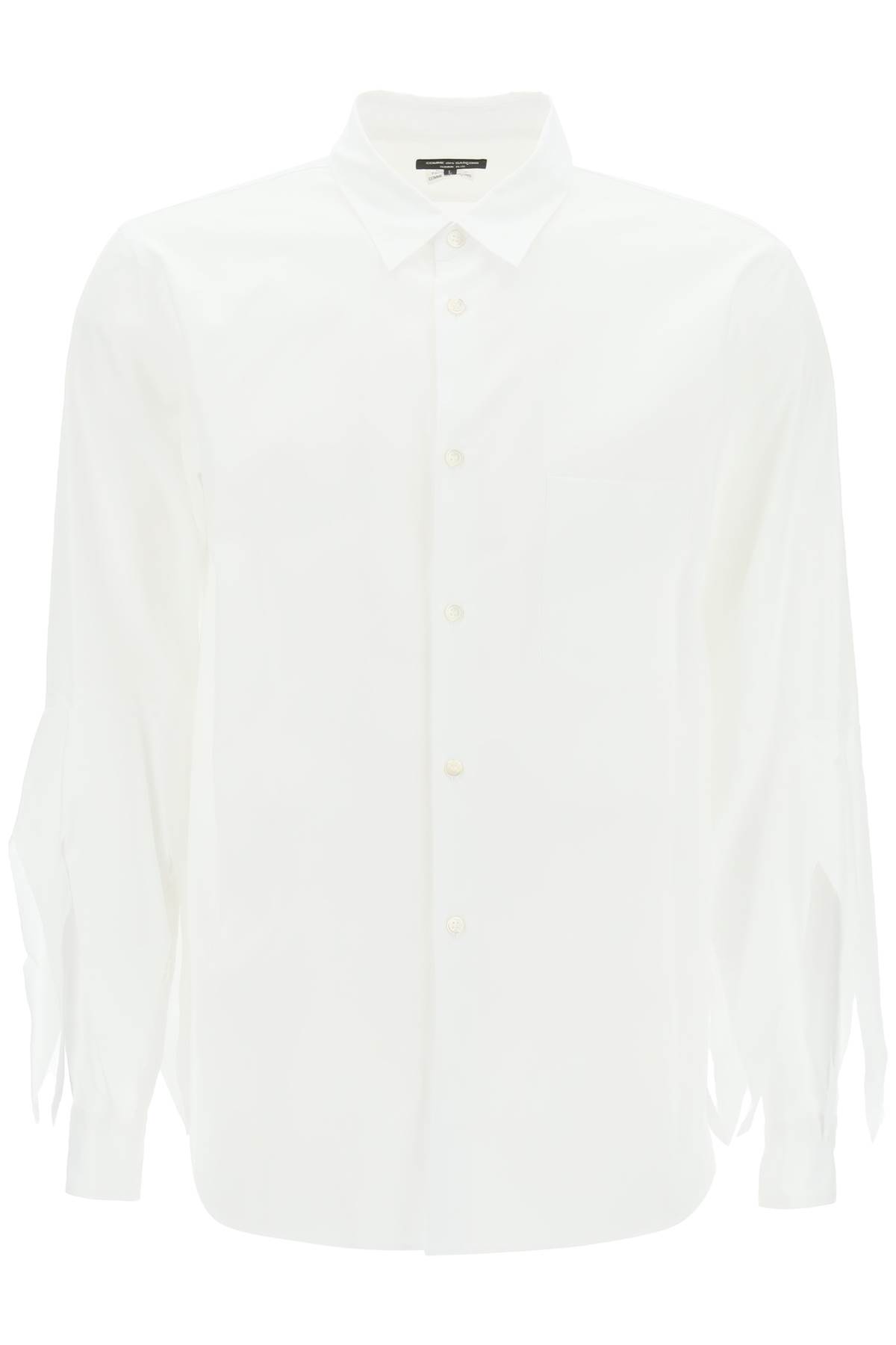Shop Comme Des Garçons Homme Deux Spiked Frayed-sleeved Shirt In White (white)