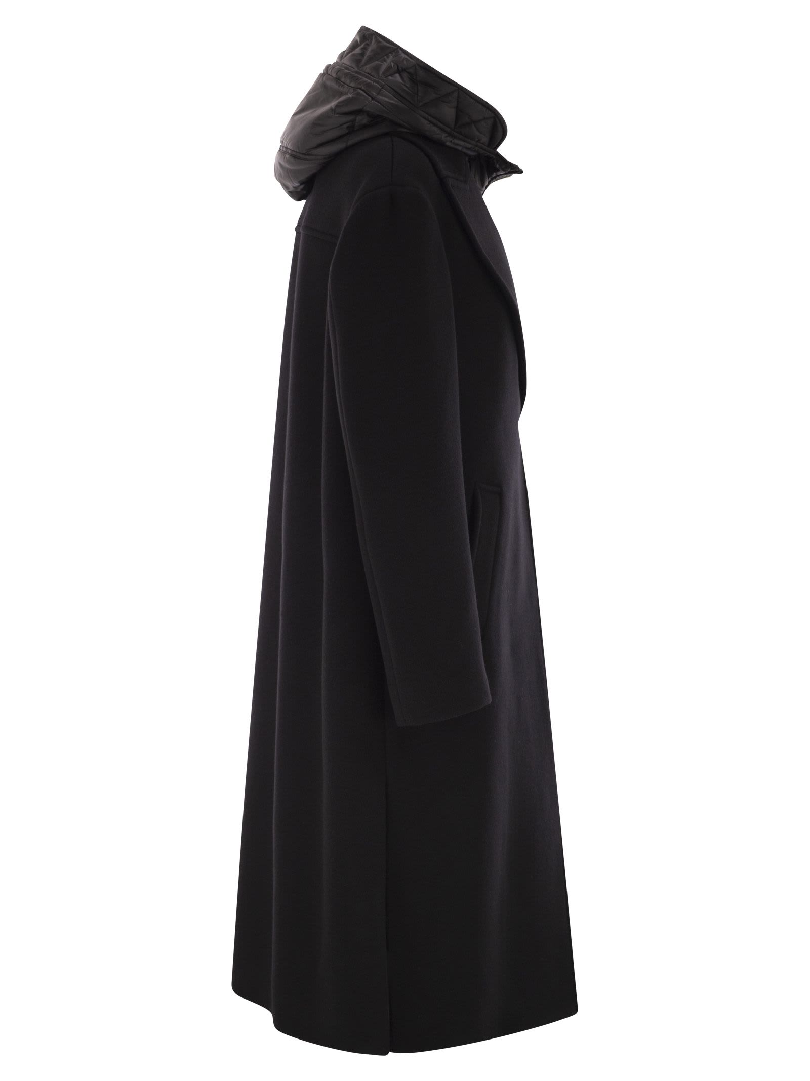 Fay Women Double Front Coat In Wool And Cashmere In Black