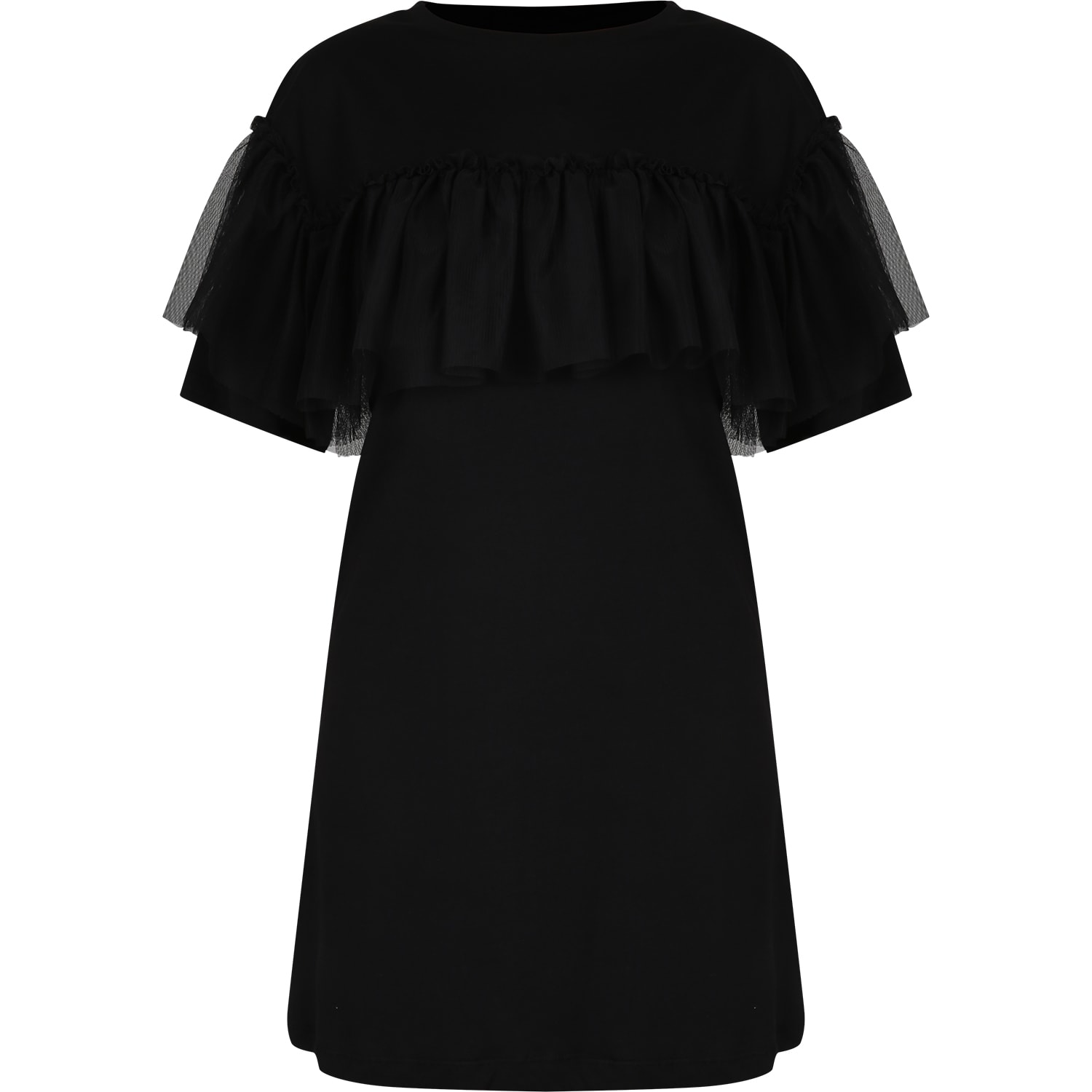 Msgm Kids' Black Dress For Girl With Logo
