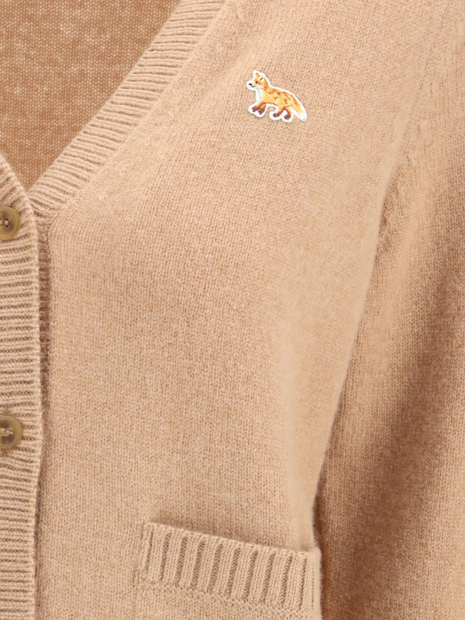 Maison Kitsuné Baby Fox Cardigan In Brown