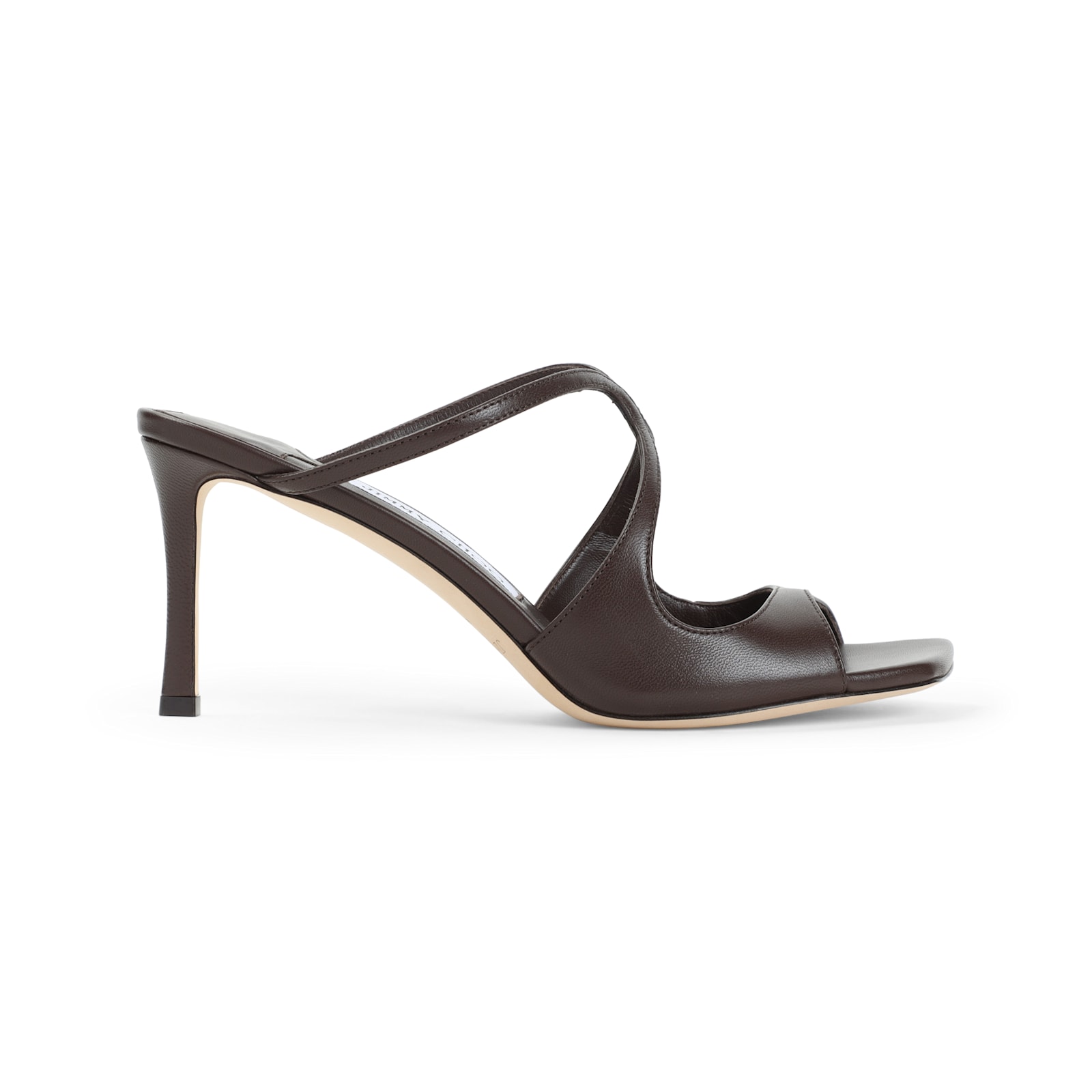 Jimmy Choo Peep-toe Brown Sandals With Crisscross Straps And Comfortable Heel In Brown