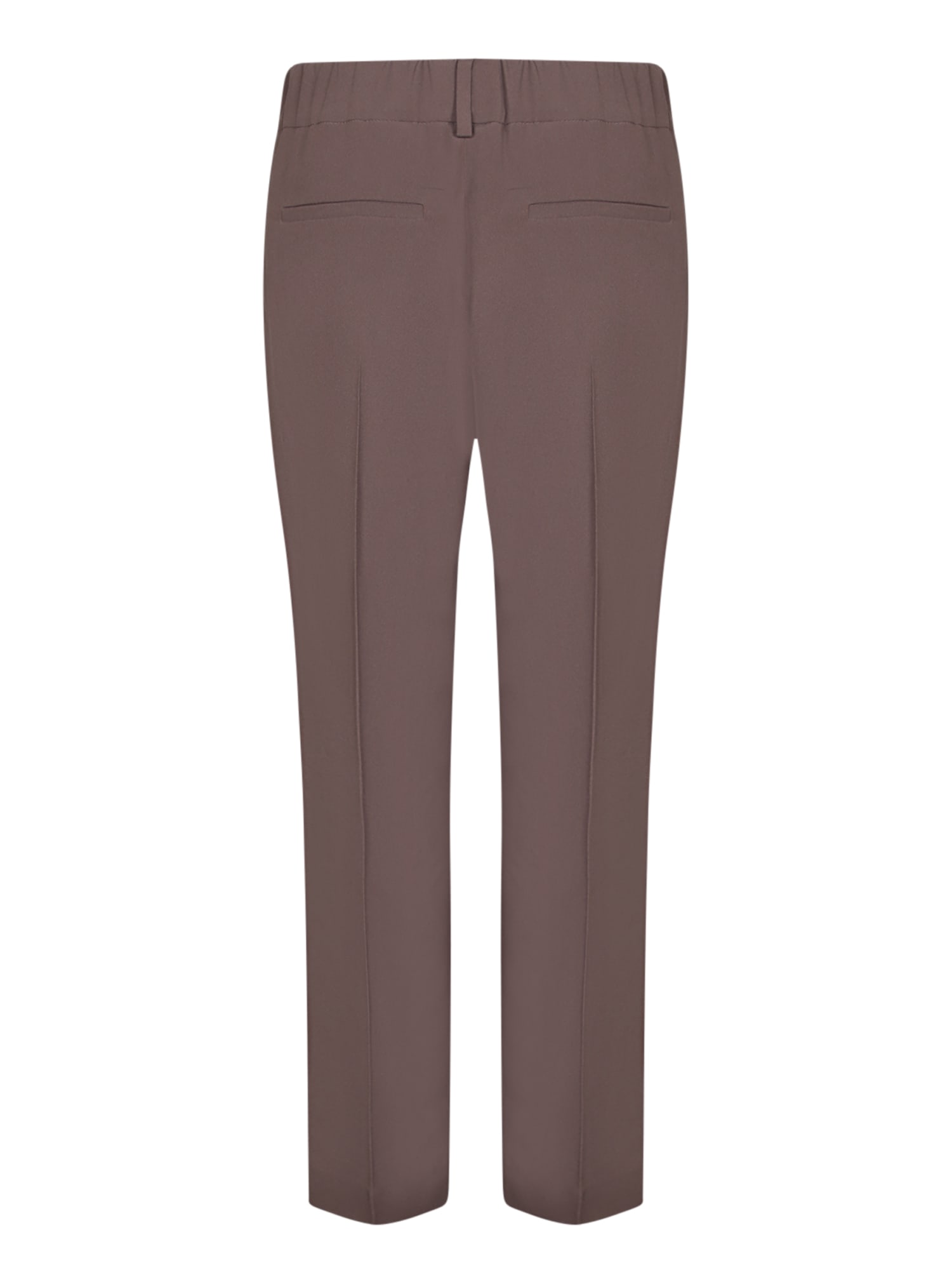 Brunello Cucinelli Elastic Crepe Brown Trousers In Brown