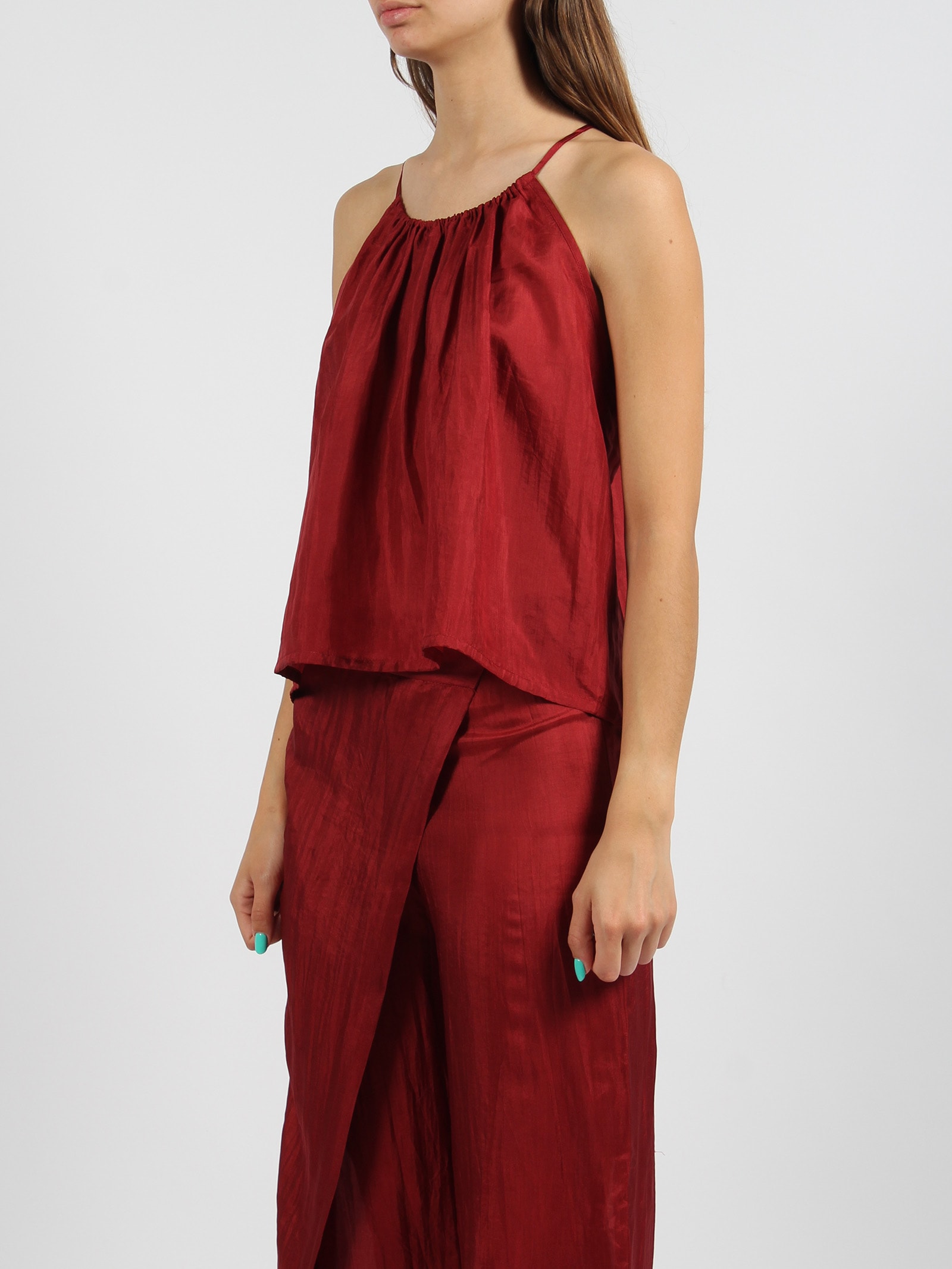 Shop The Rose Ibiza Silk Top In Red
