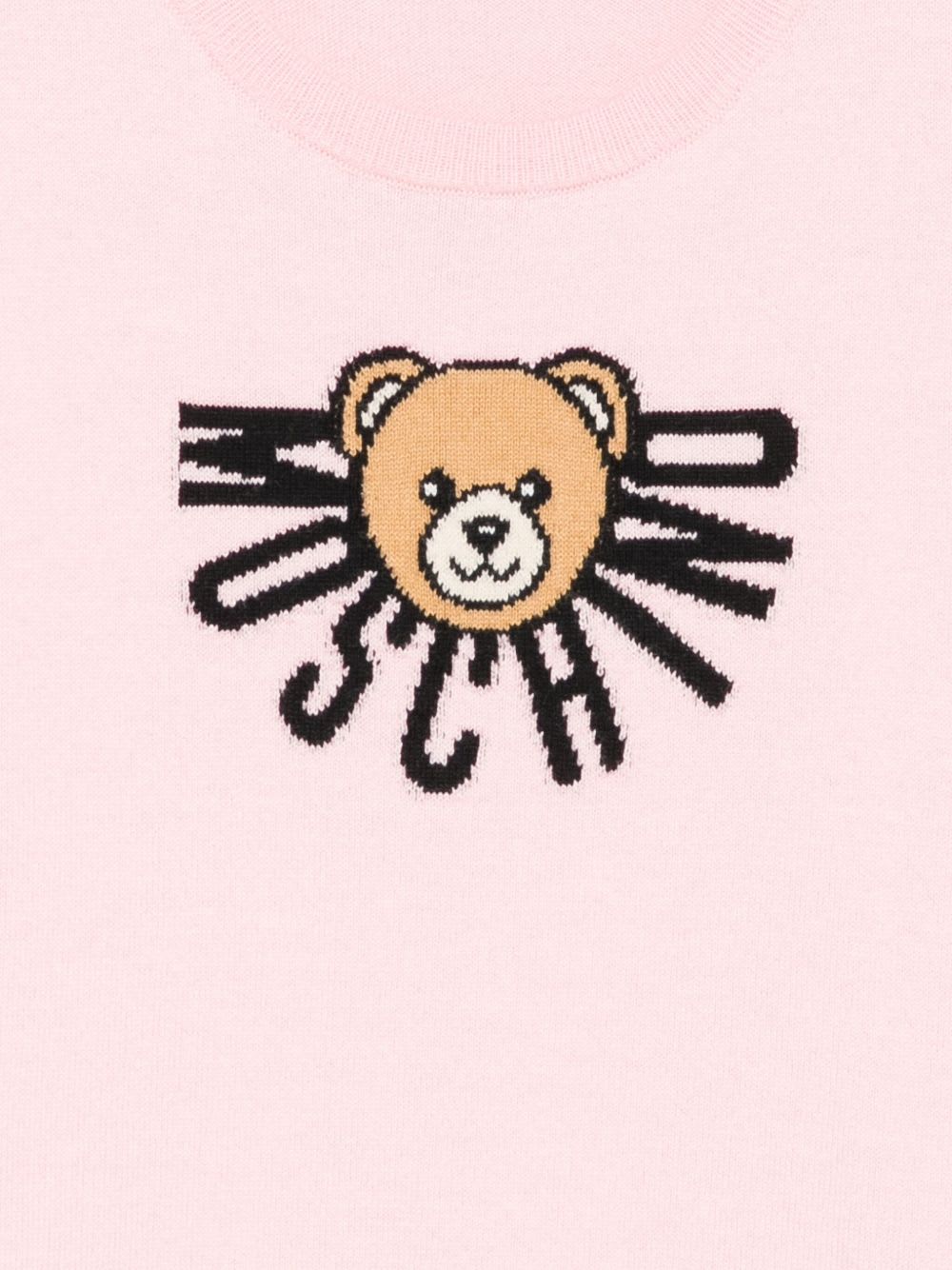 Moschino Teddy-logo Cotton-wool Sweater In Pink