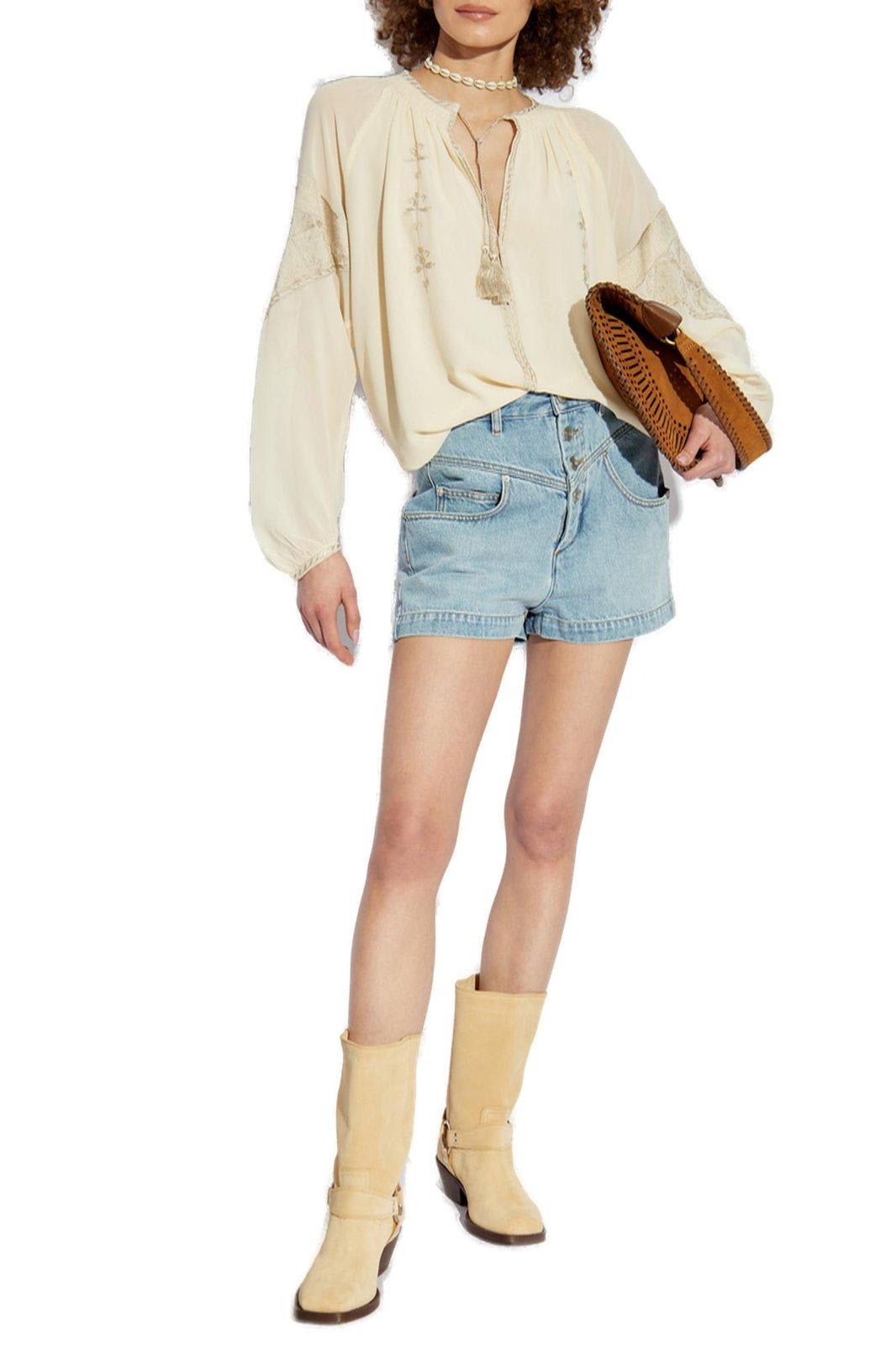 Shop Isabel Marant Oris Long-sleeved Top In Beige