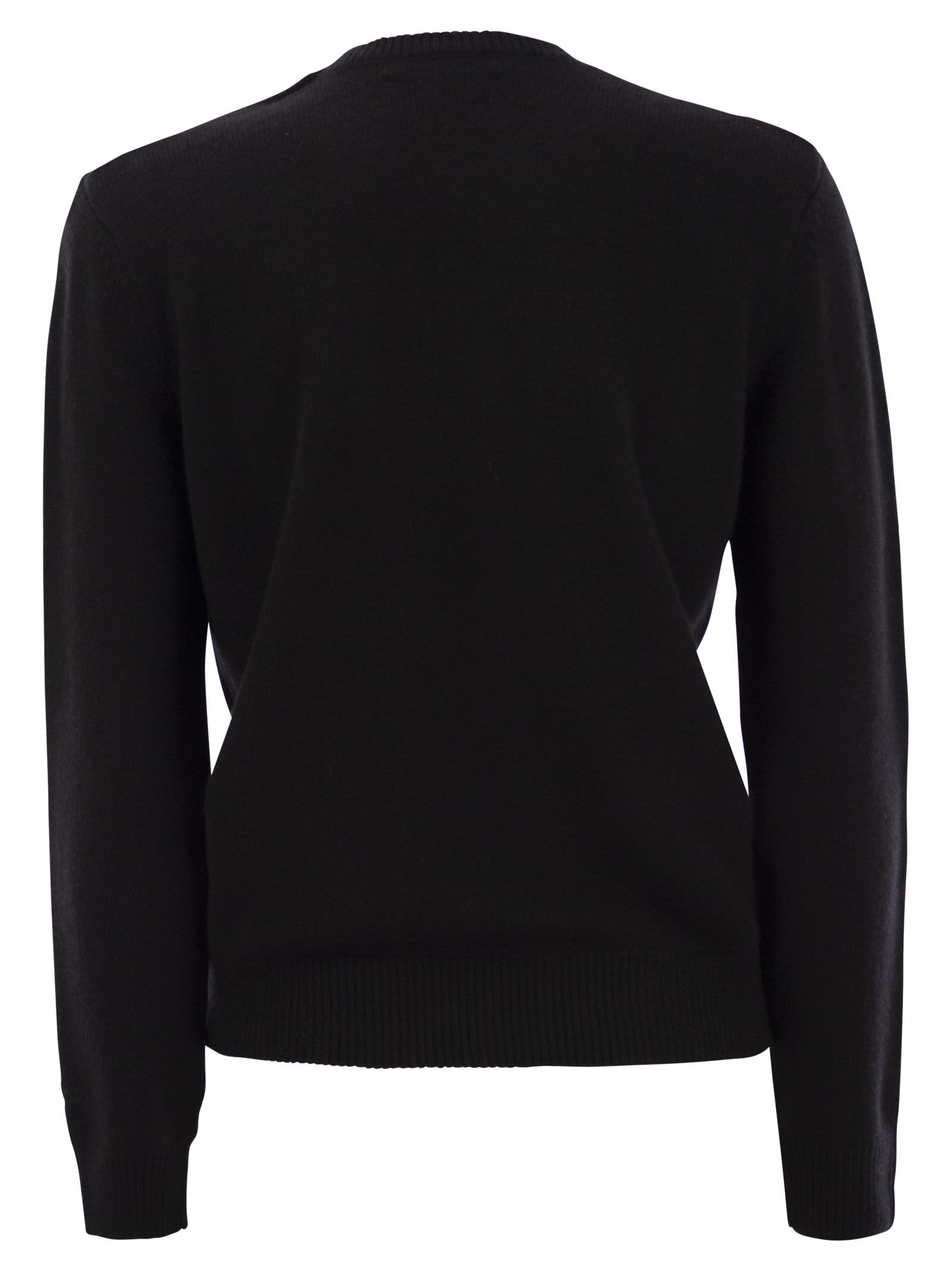 Mc2 Saint Barth Wool And Alpaca Blend Sweater With Embroidery Bollicine Addicted In Black