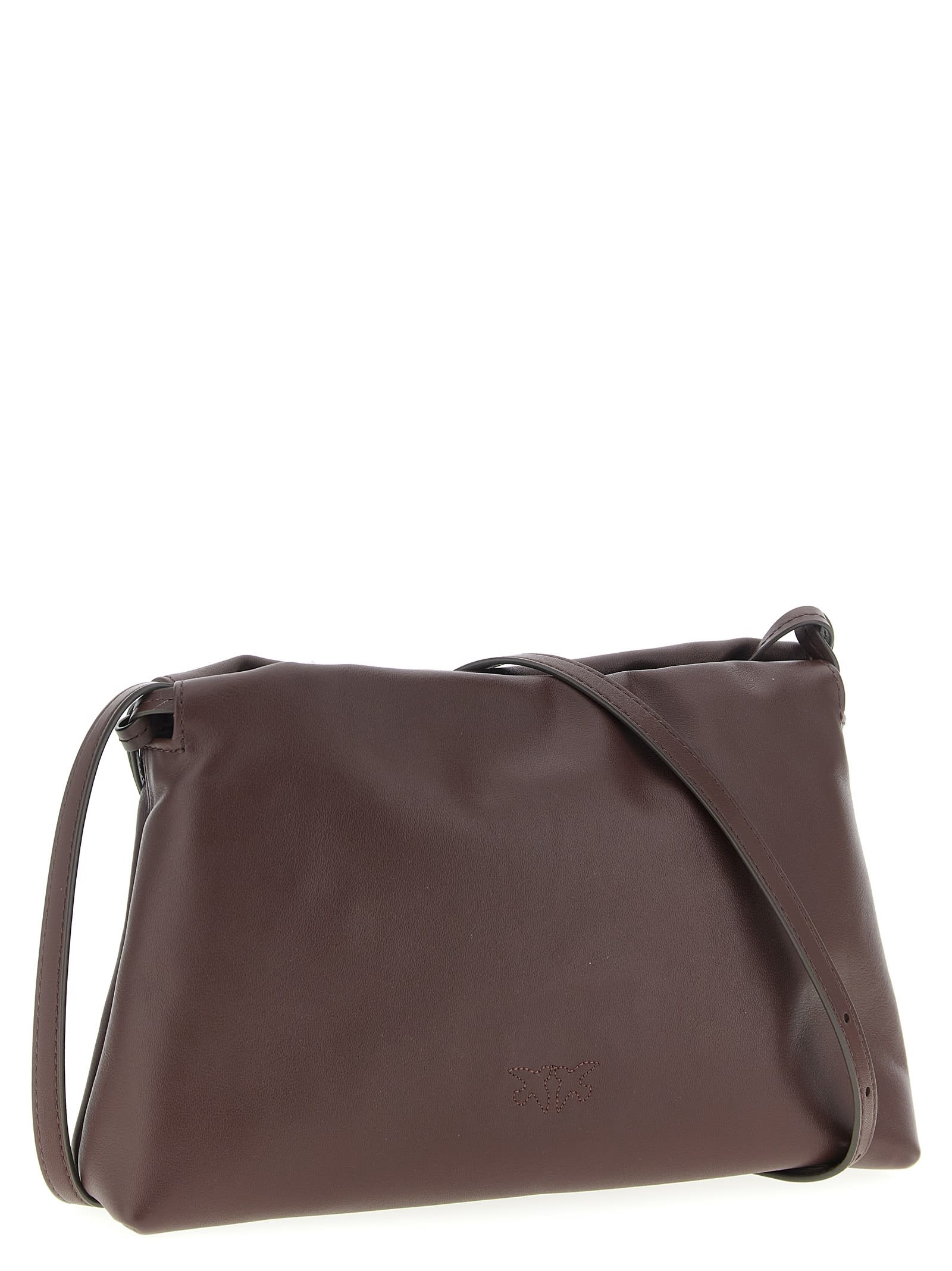 Pinko Mini Leather Clutch Bordeaux In Brown