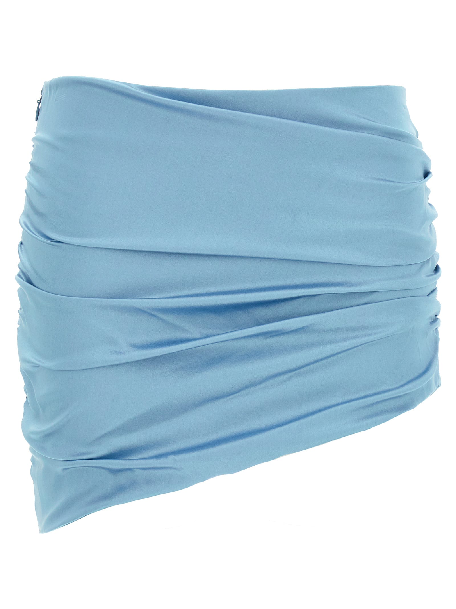 Shop Alessandra Rich Satin Mini Skirt In Light Blue