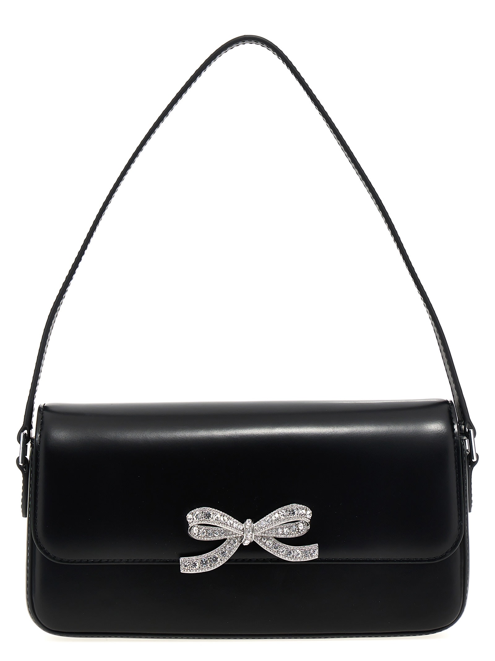 Shop Self-portrait Hand Bag In Black Leather