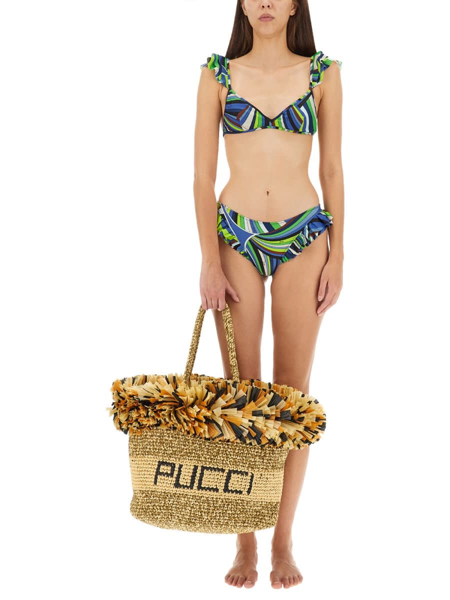 Shop Pucci Logo Bikini Top In Multicolour
