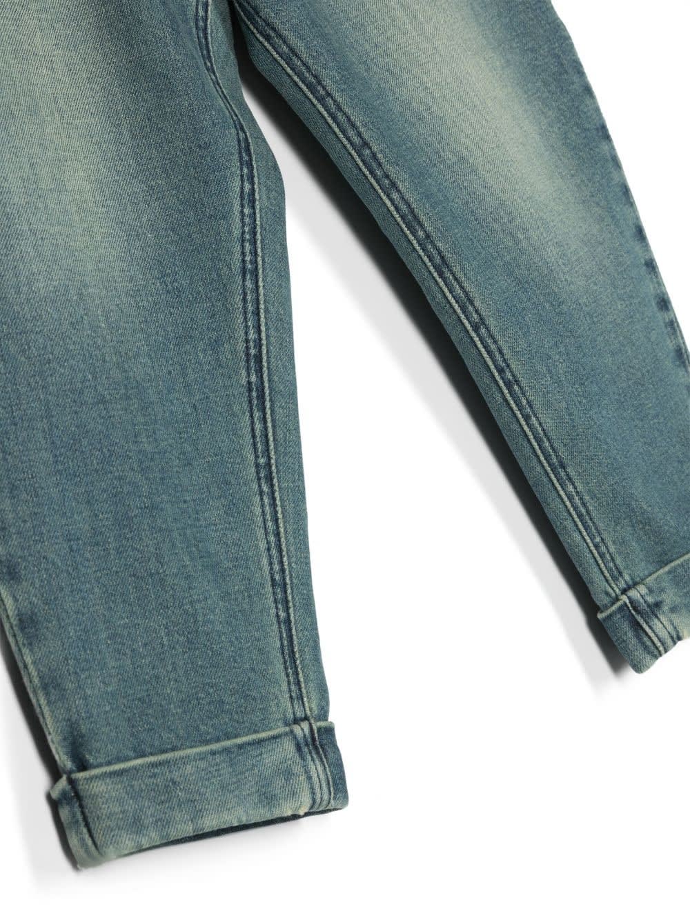 Shop Balmain Jeans With Pleated Detail In Blue