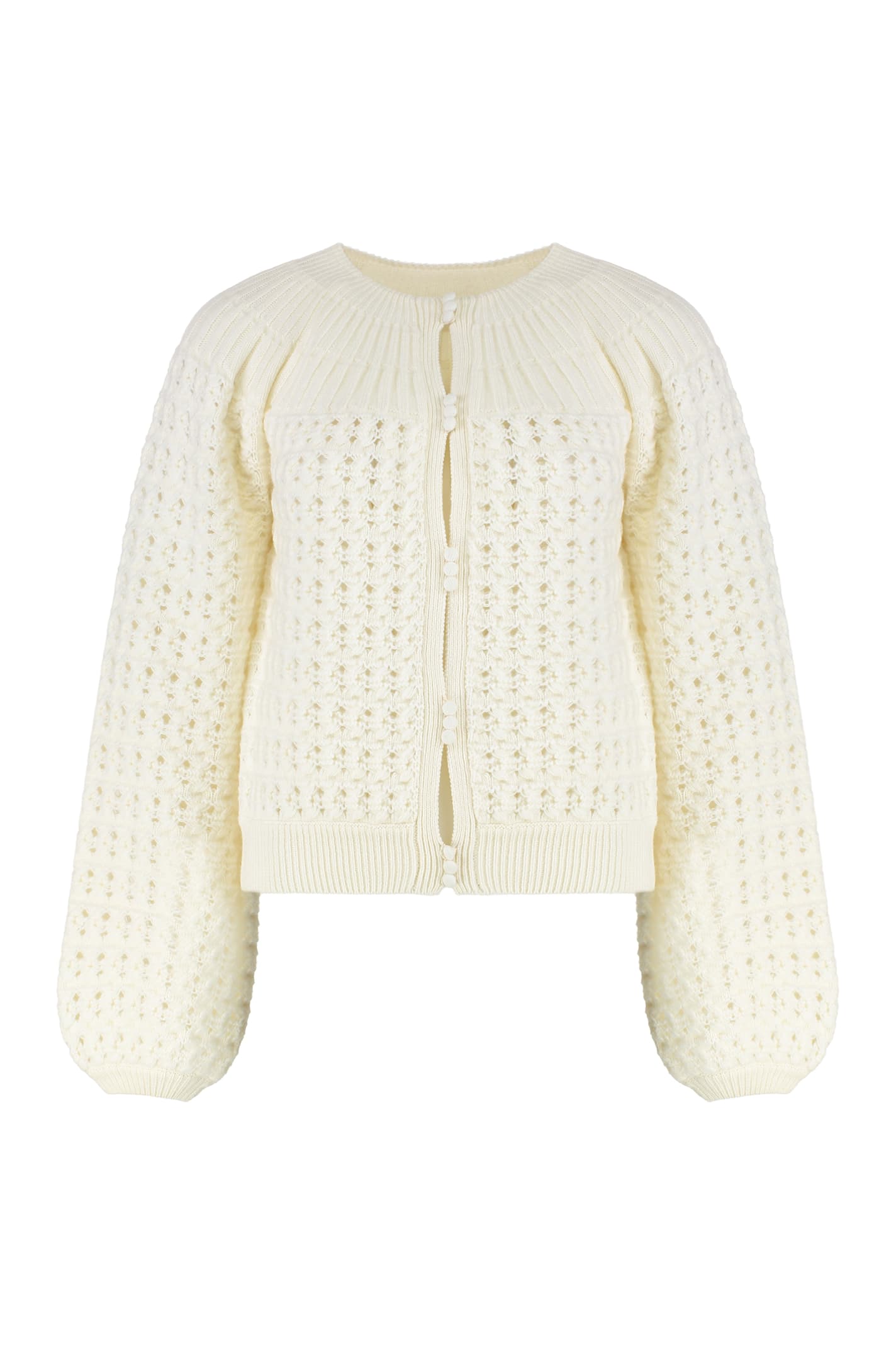 Chloé Embroidered Cardigan In Wool And Cashmere In White
