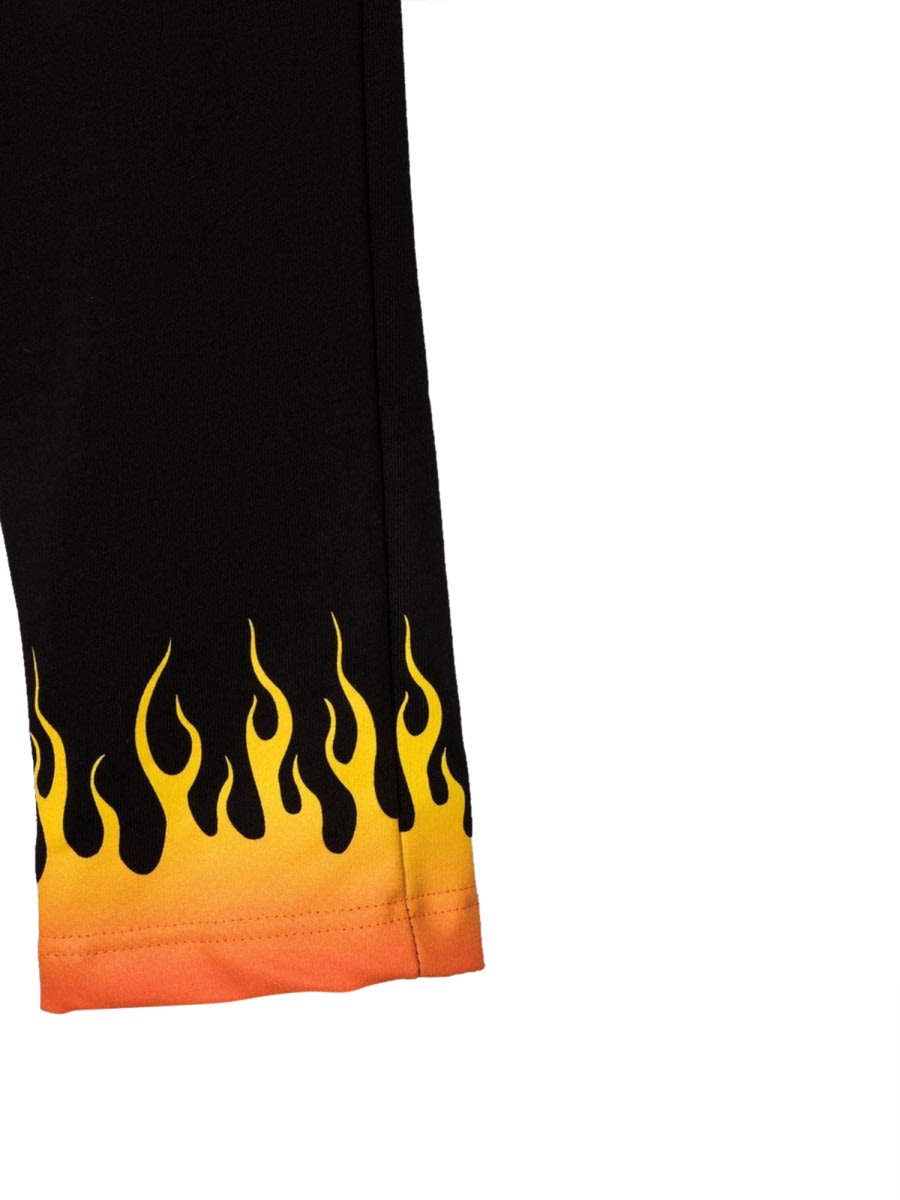 Vision Of Super Black Pants With Red Shaded Flames In Black