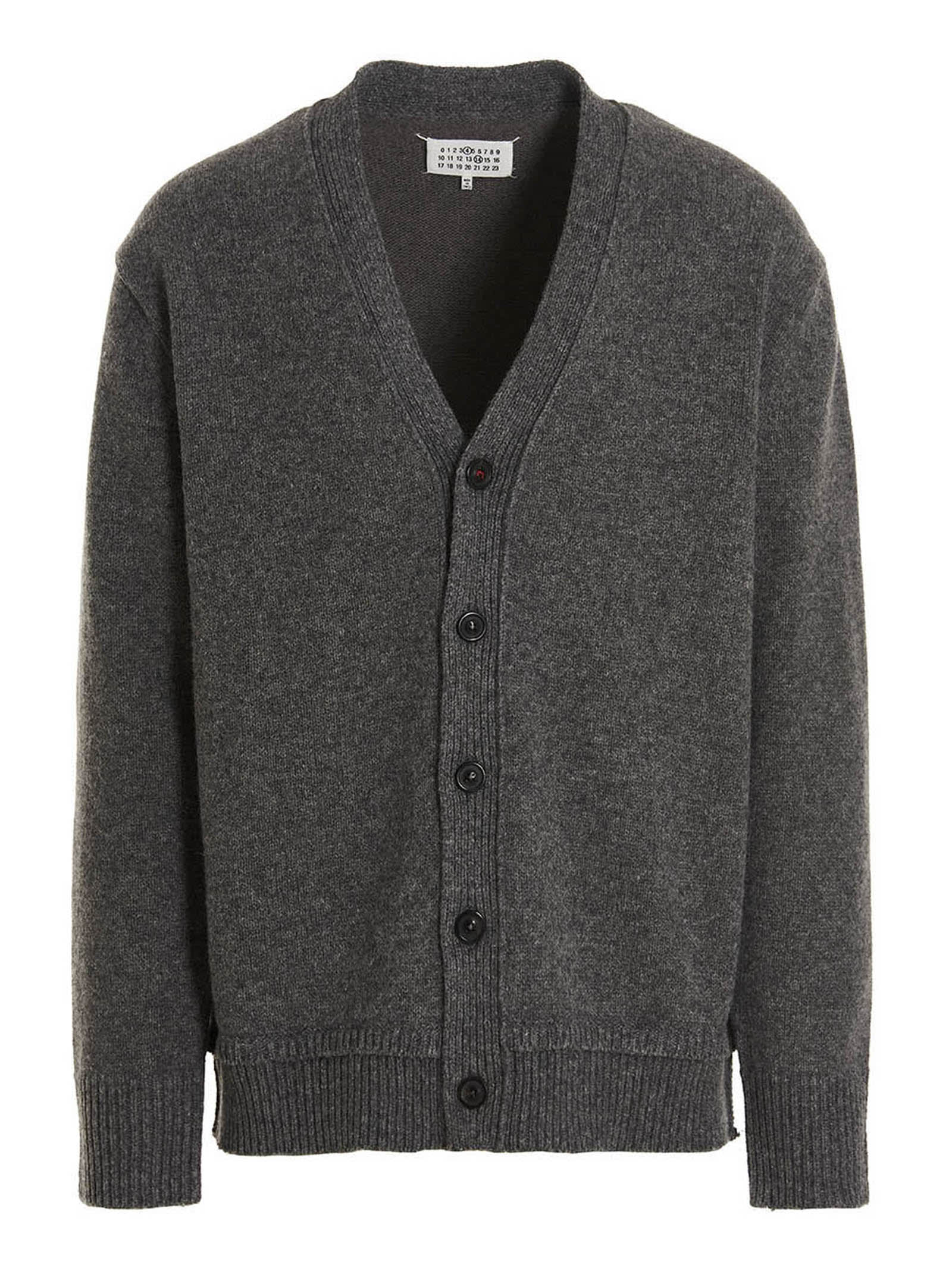 Shop Maison Margiela Logo Cardigan In Gray