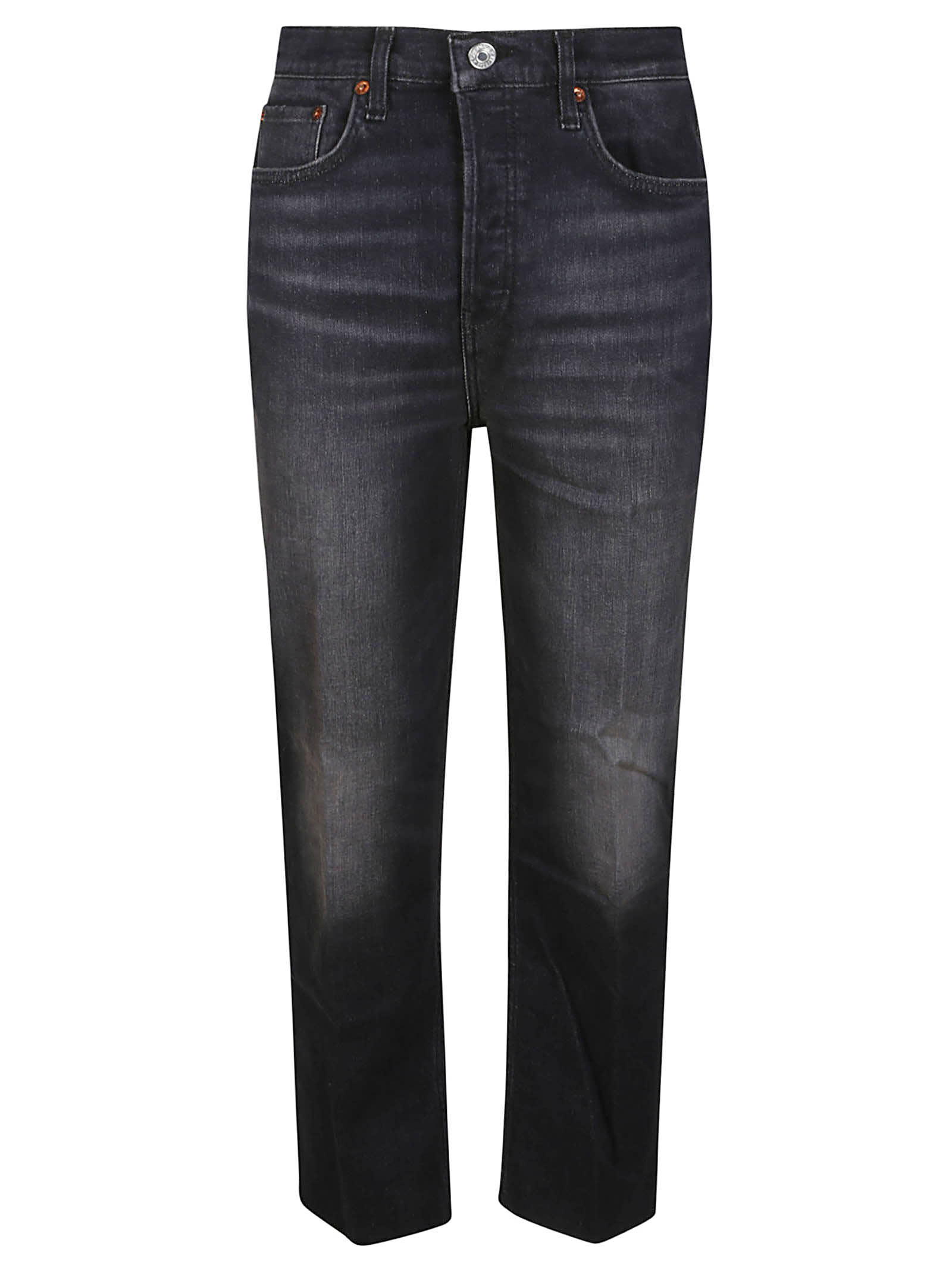 Shop Re/done 70s Stove Pipe Jeans In Onyx Fade
