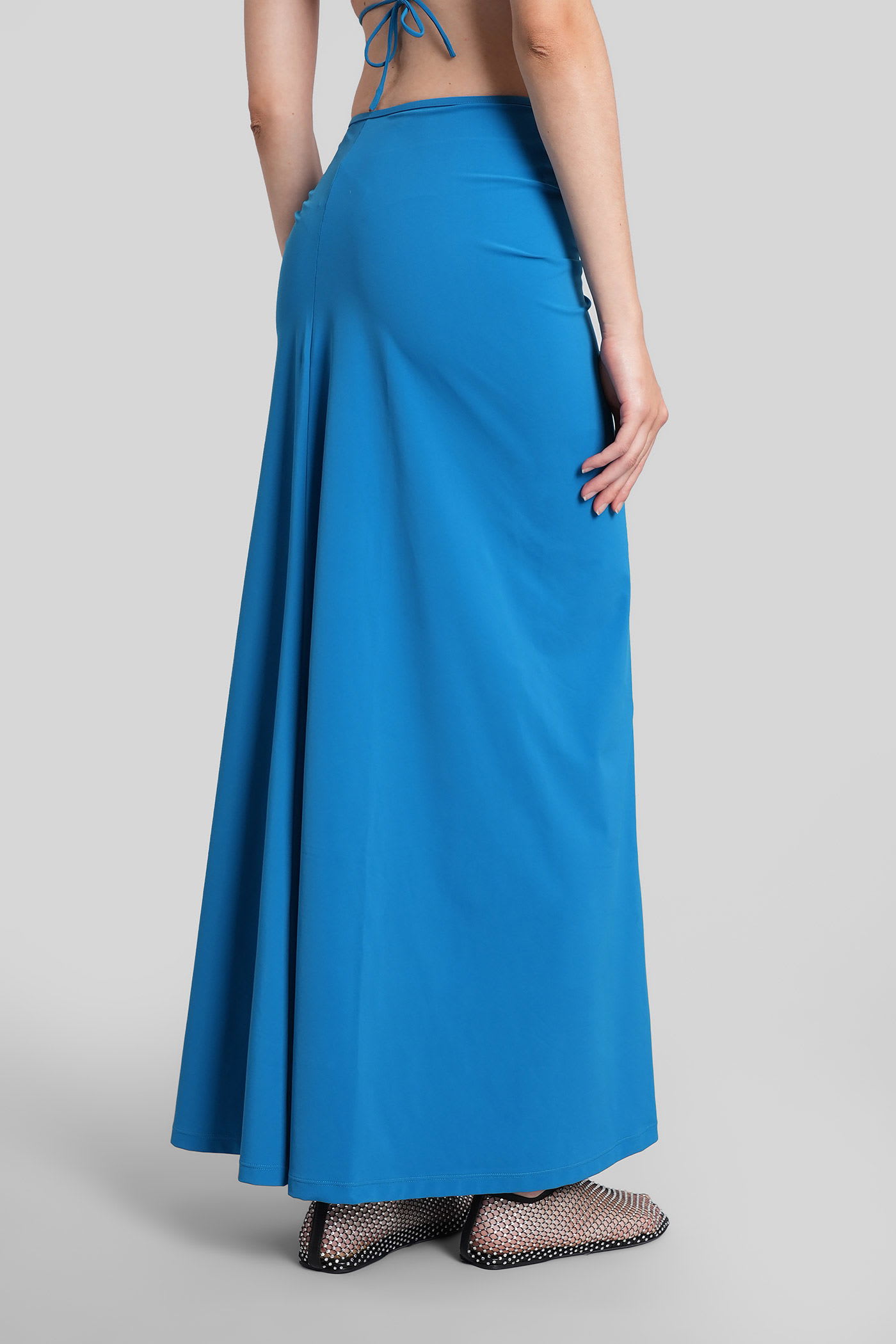 Christopher Esber Orbit Embellished Ruched Stretch-jersey Maxi Skirt In Blue