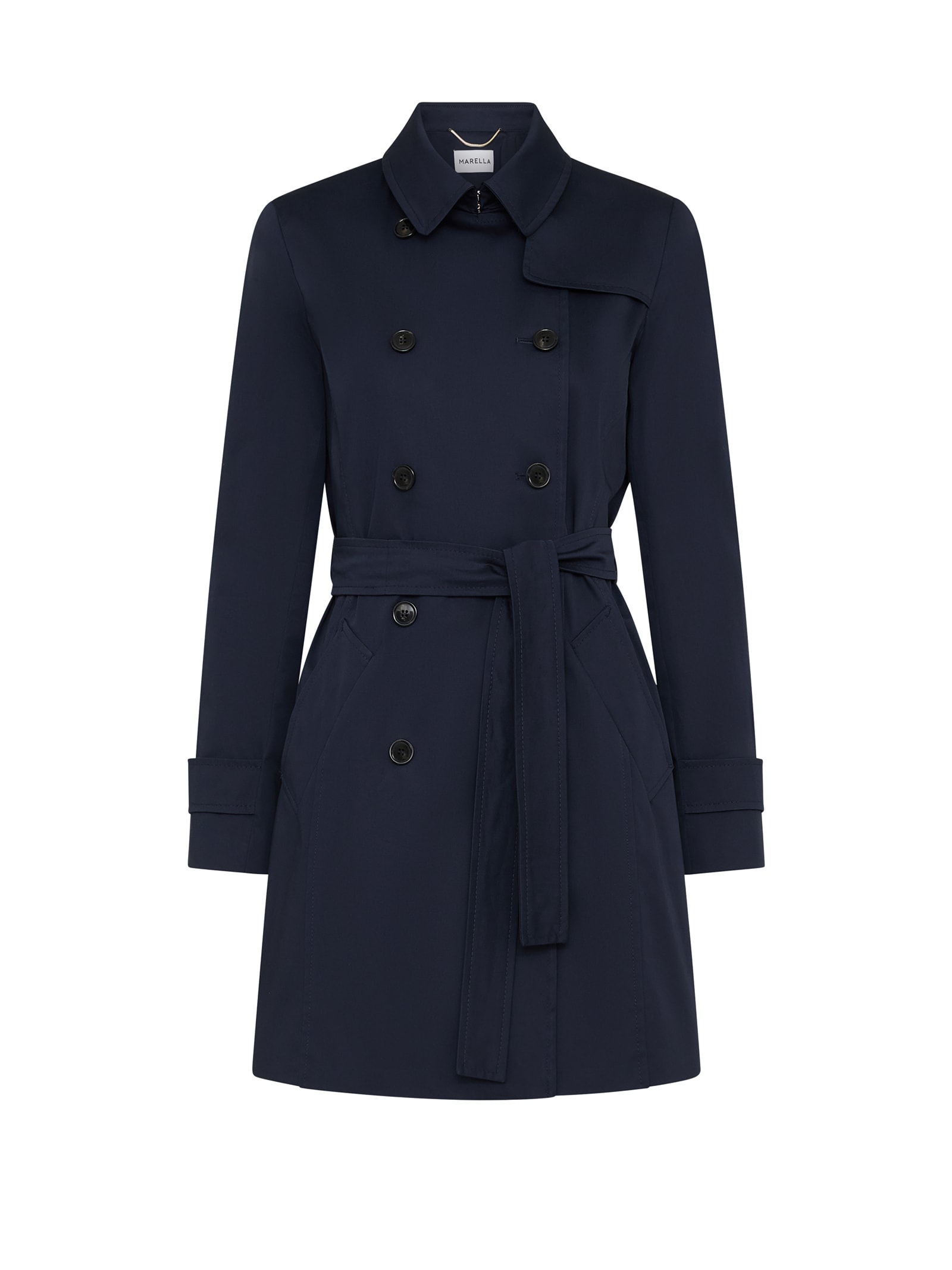 Navy Blue Waterproof Double-breasted Trench Coat
