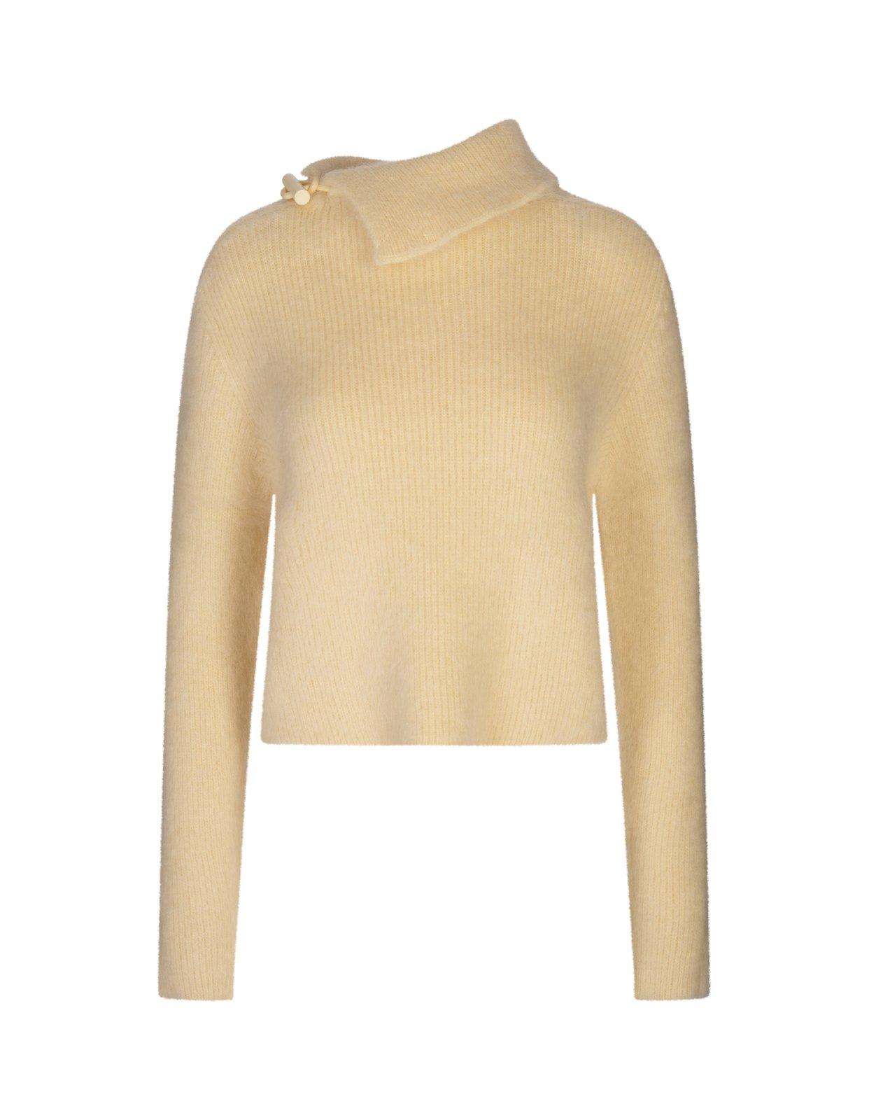 Shop Jacquemus Turtleneck Striped Jumper In Yellow