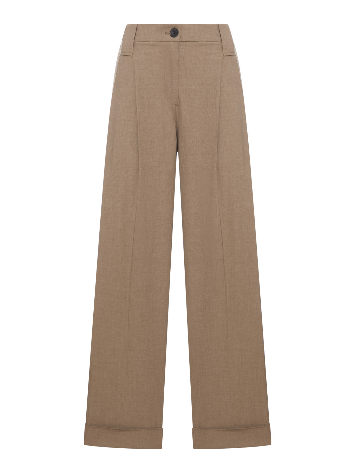 Shop Ganni Shiitake Viscose Blend Pants In Shitake