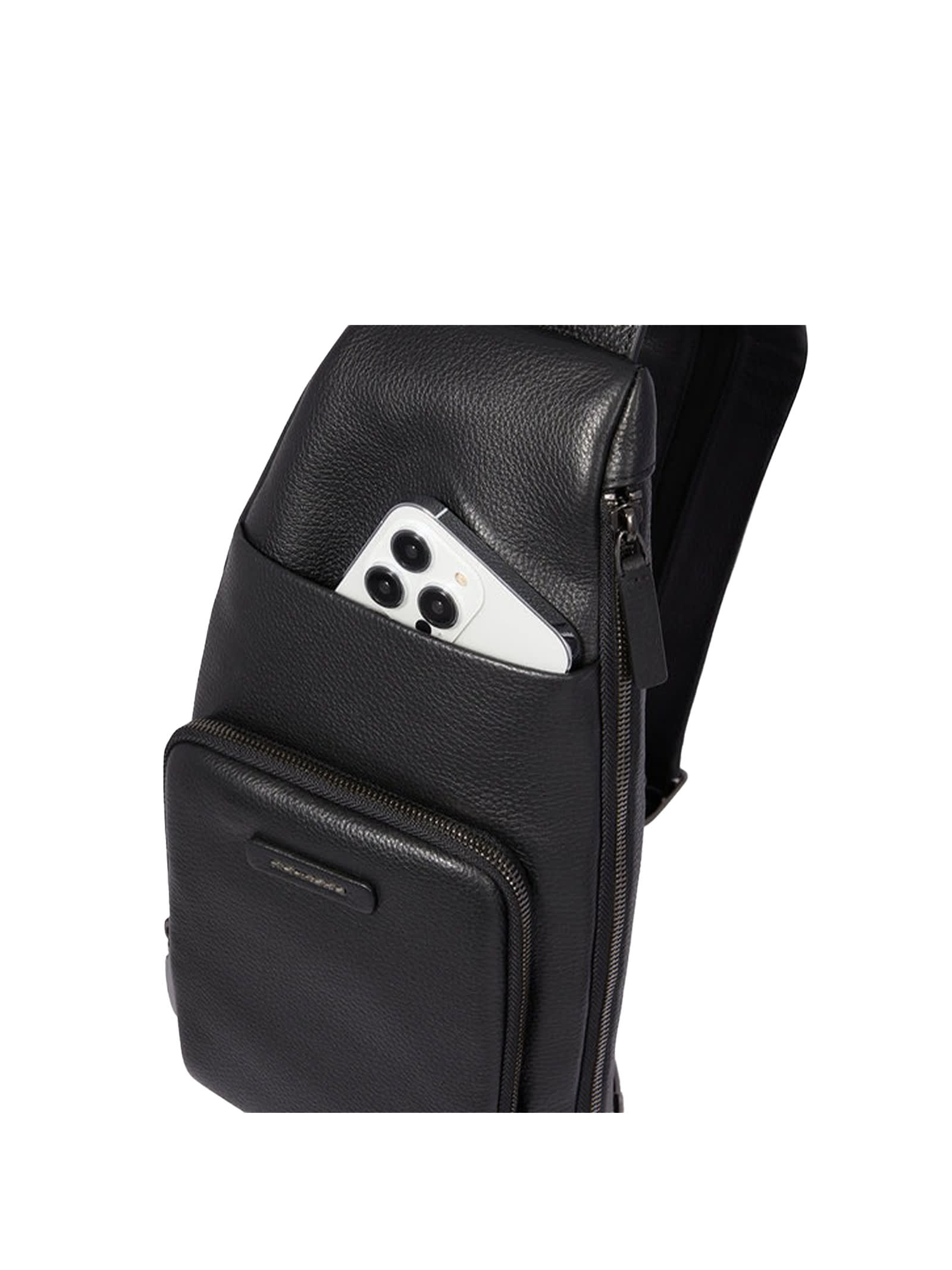 Shop Piquadro Shoulder Bag For Ipad Mini, Portable As A Backpack In Blu