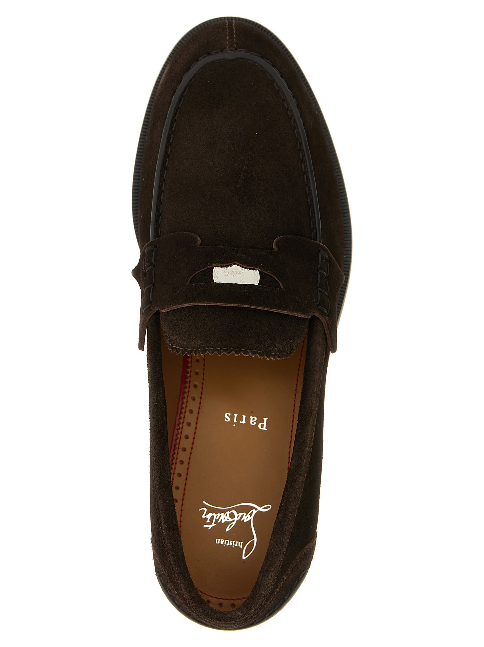 Christian Louboutin Penny Loafers In Brown