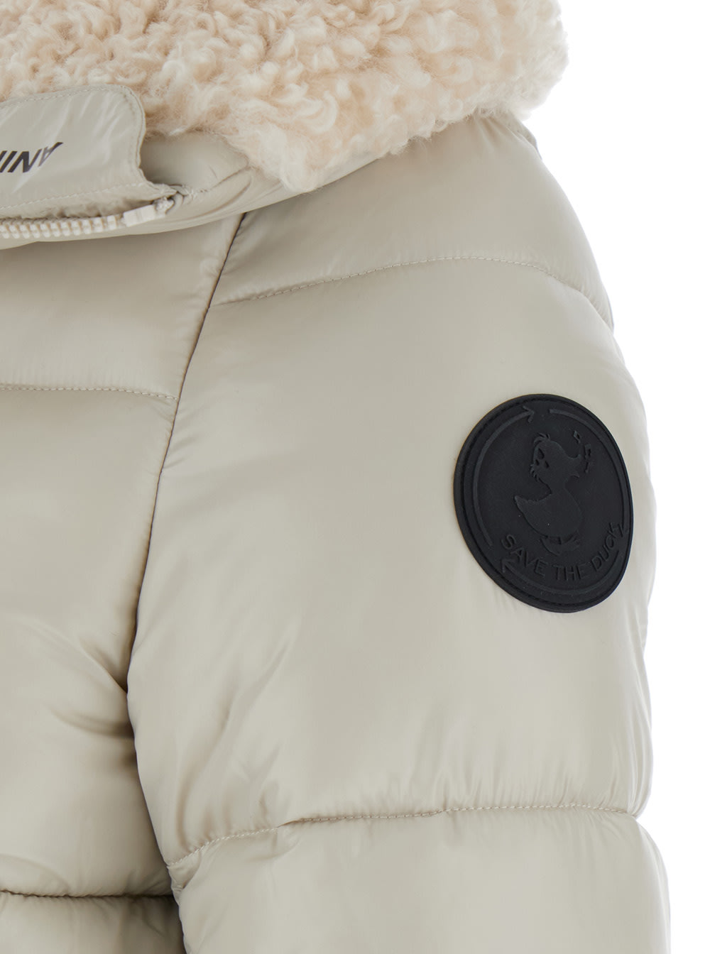 Save The Duck Quilted Borg-collar Jacket In Neutral