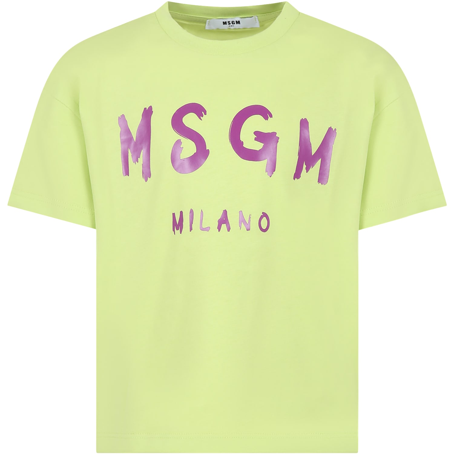 Msgm Yellow T-shirt For Kids With Logo