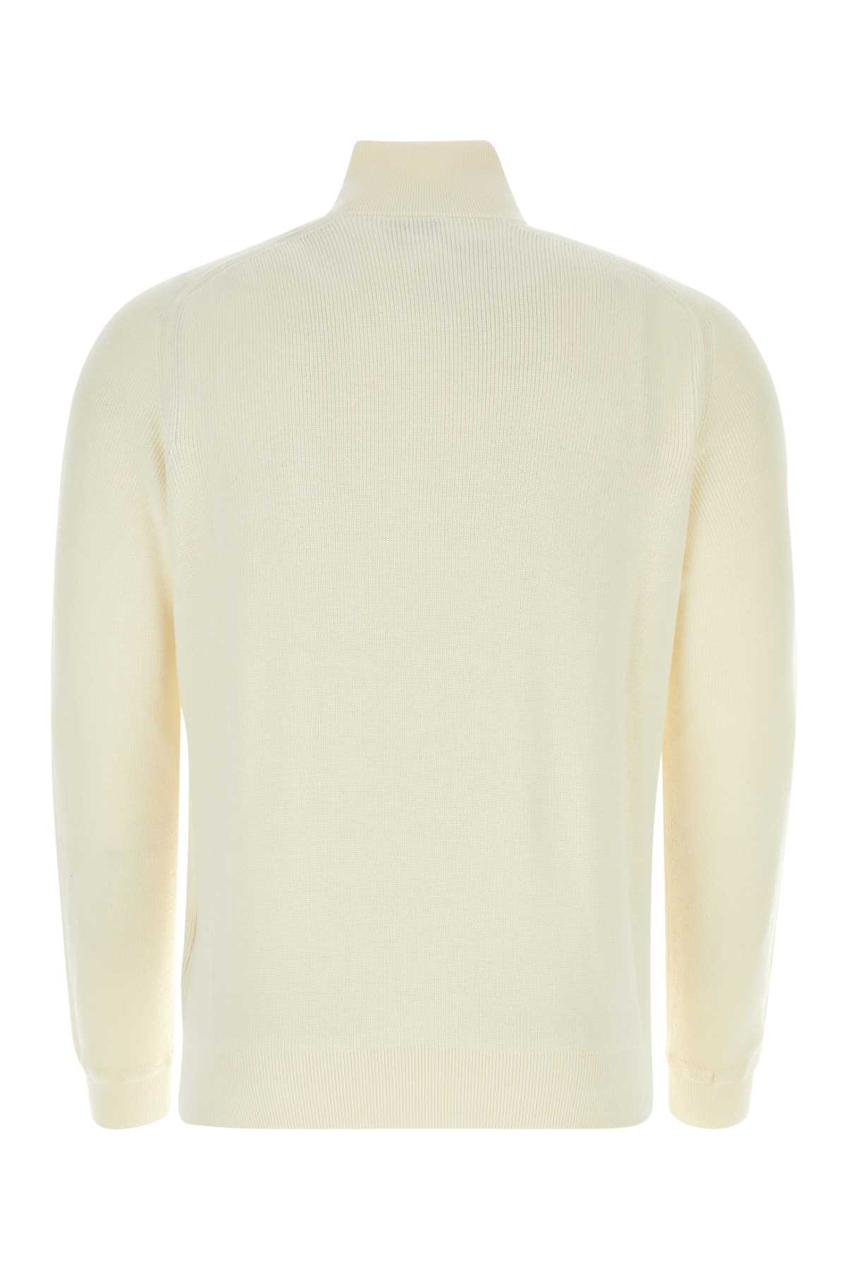 Moncler Ivory Cotton Blend Sweater In 034