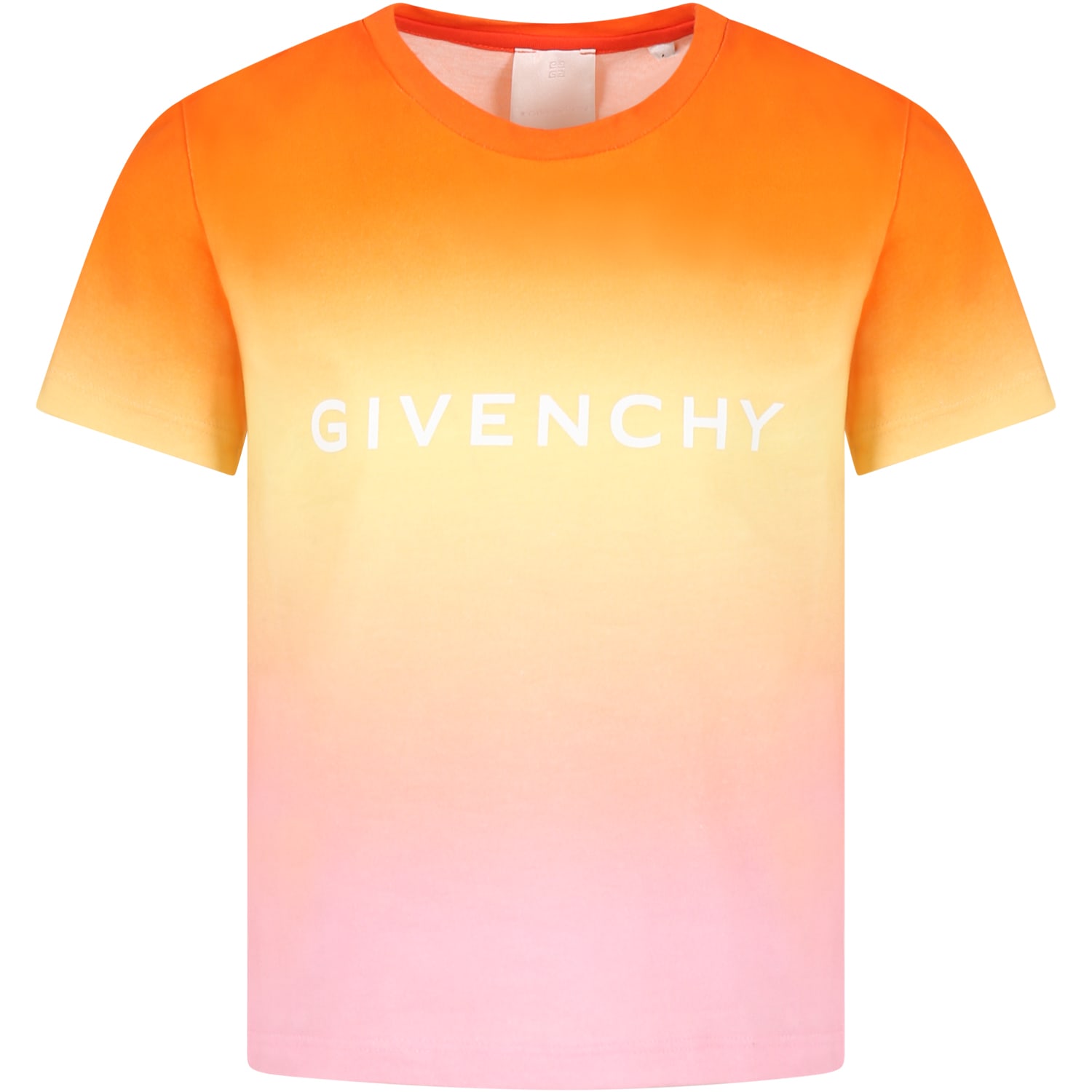 Givenchy Kids' Multicolor T-shirt For Girl With Logo In Orange