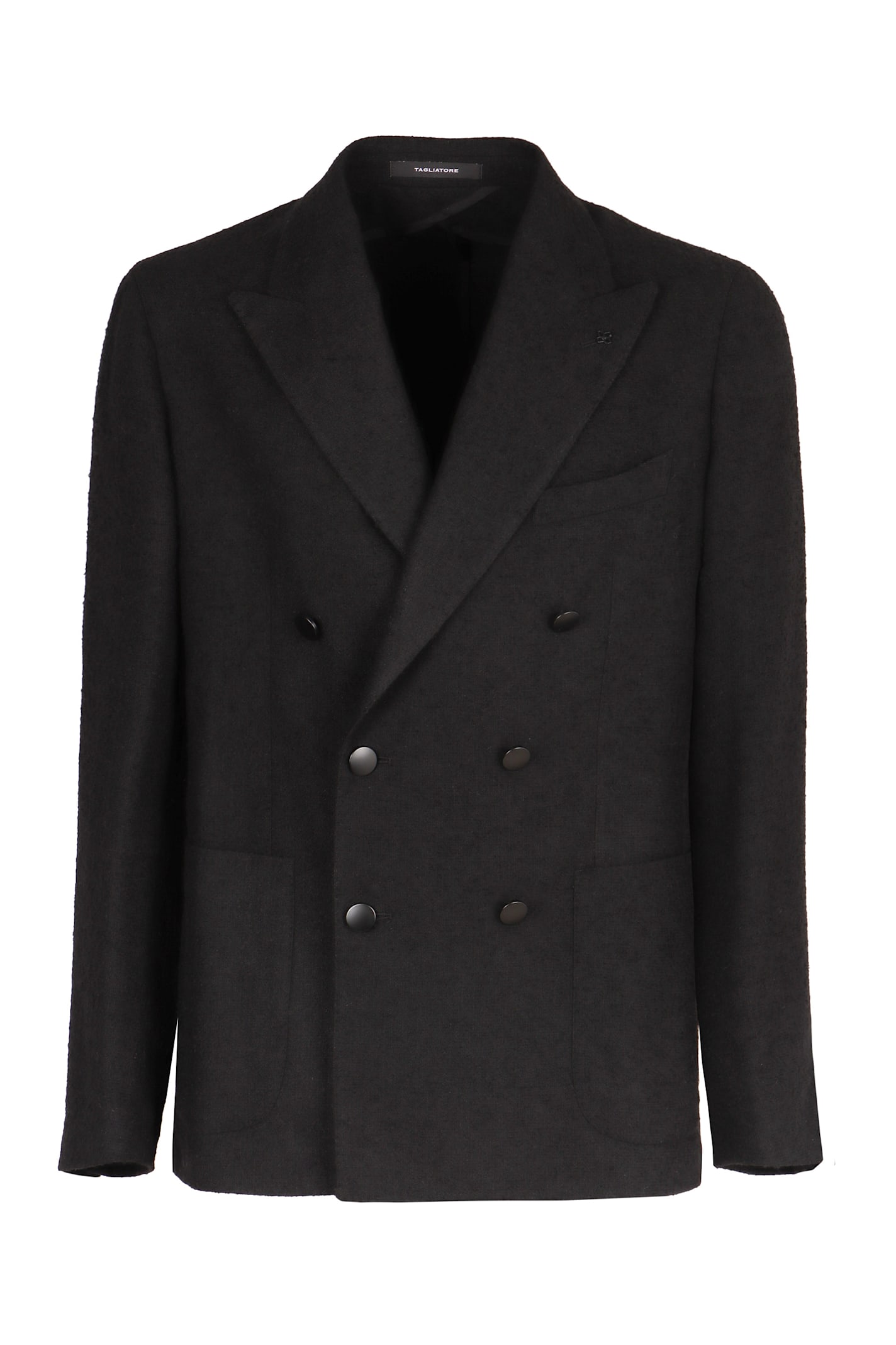 Shop Tagliatore Double-breasted Wool Blend Jacket In Grey