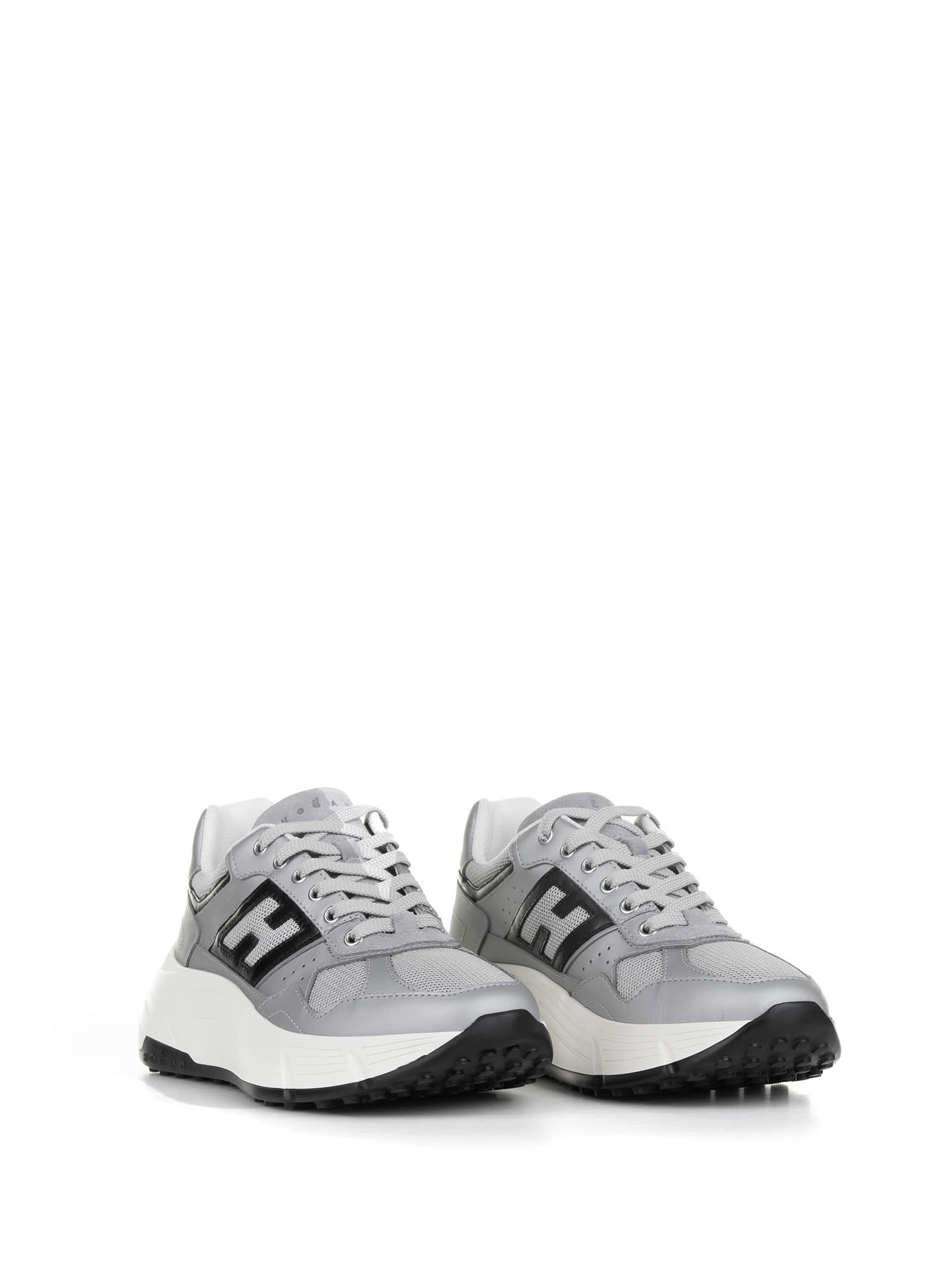 Shop Hogan Sneakers H669 Hi-fi Silver Black In Argento Nero