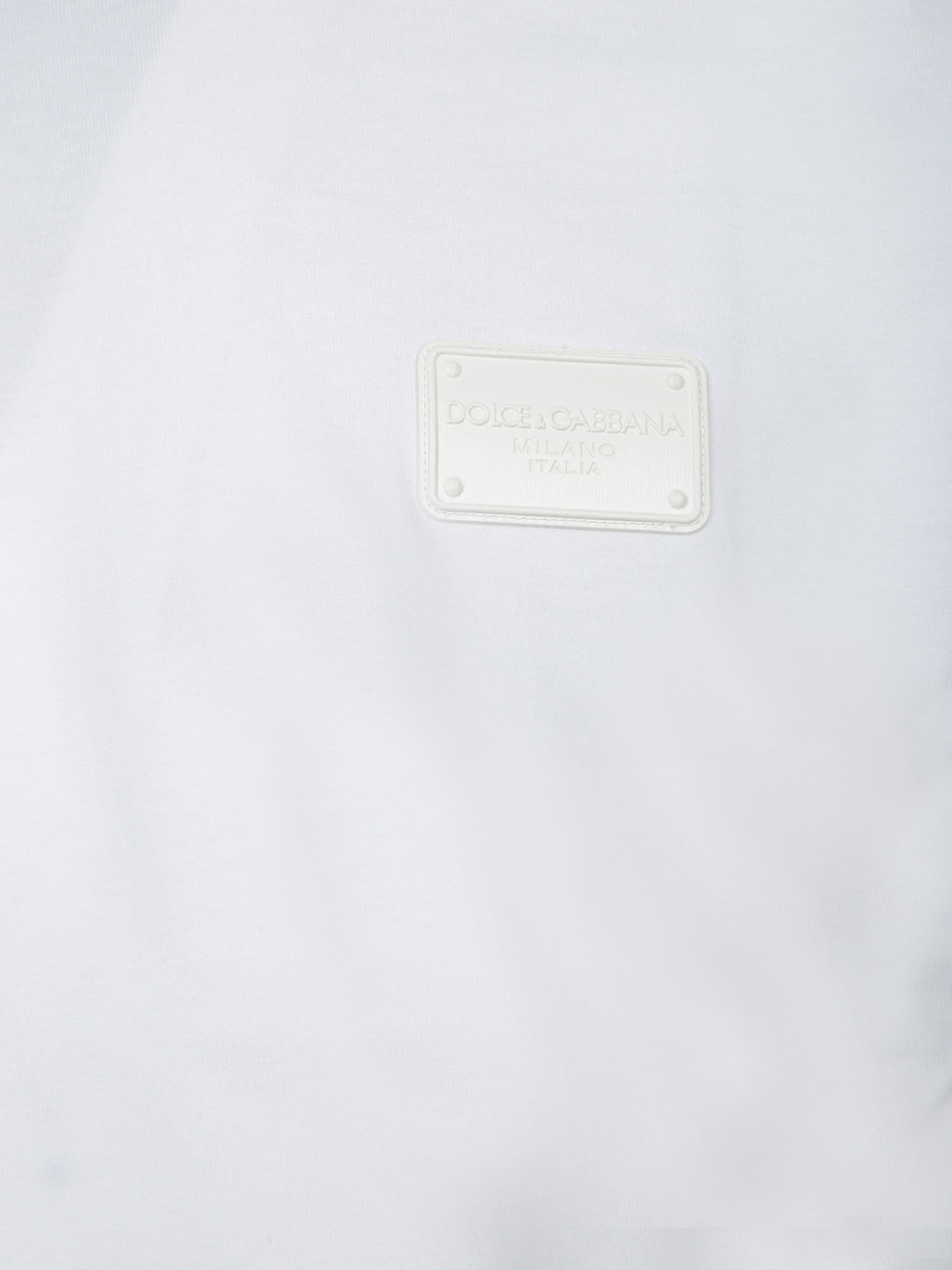 Shop Dolce & Gabbana Tone-on-tone Plaque White T-shirt