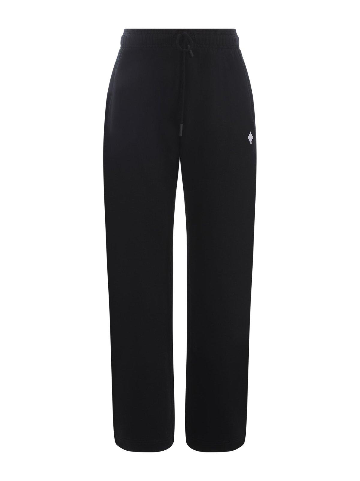 Shop Marcelo Burlon County Of Milan Cross Embroidered Sweat Pants In Black White