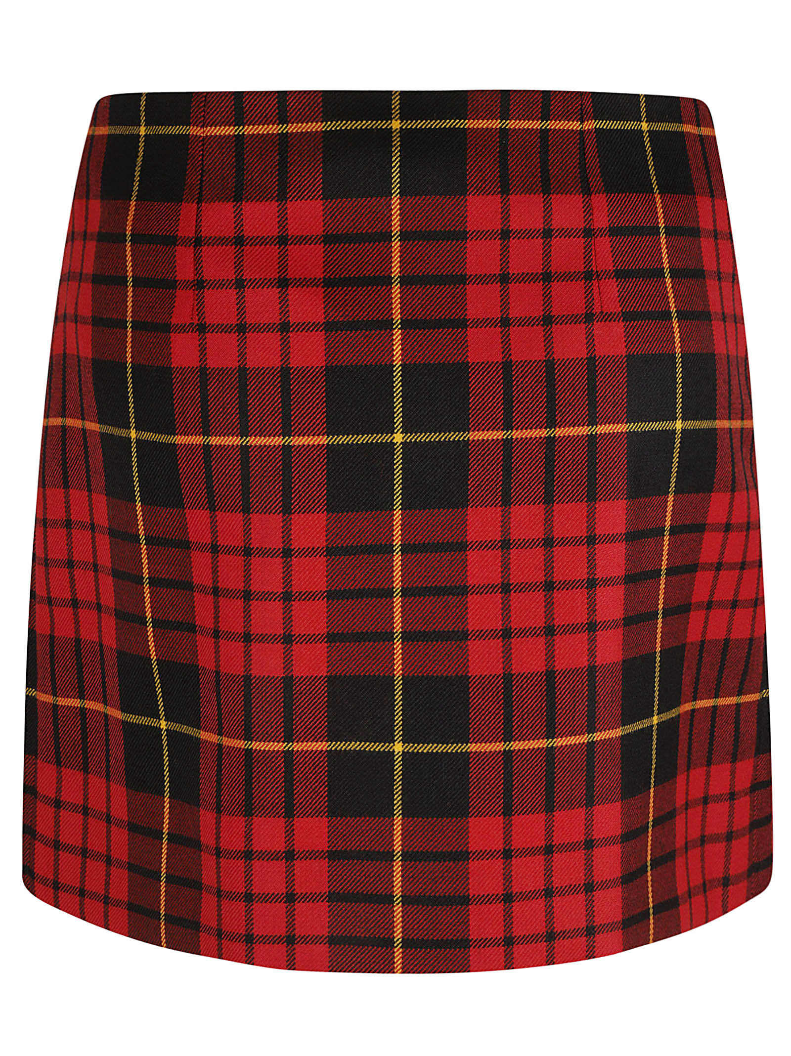 Shop Alexander Mcqueen Check Pinned Skirt In Red/black