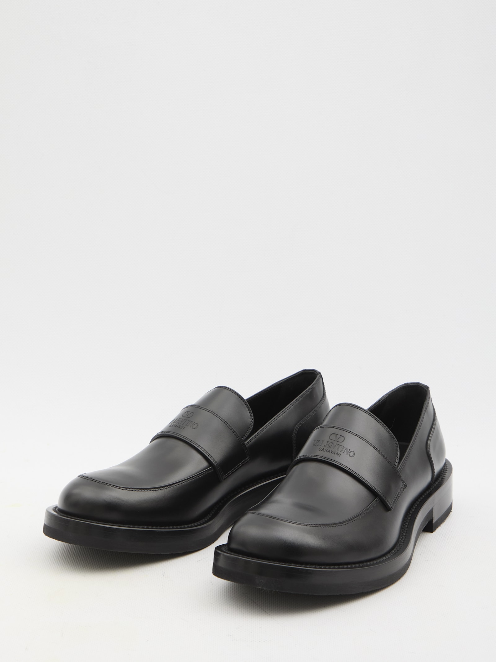 Shop Valentino Rockstud Essential Loafers In Black